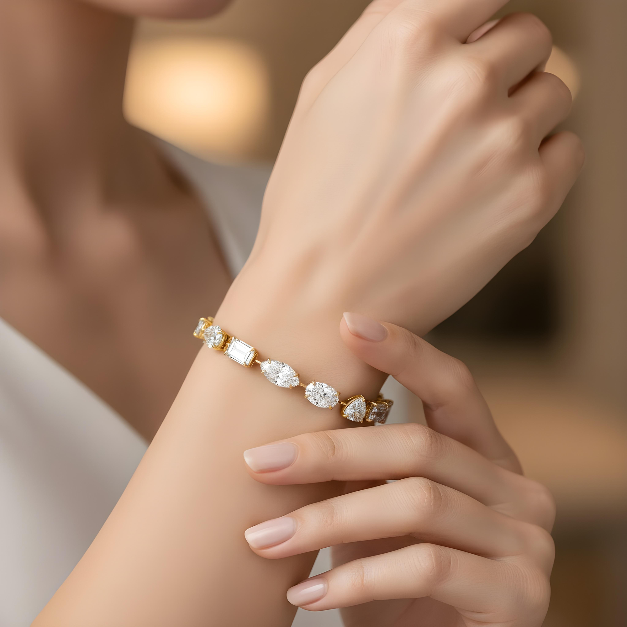 Platinum Combination Cut Diamond Satellite Bracelet 32.41ct