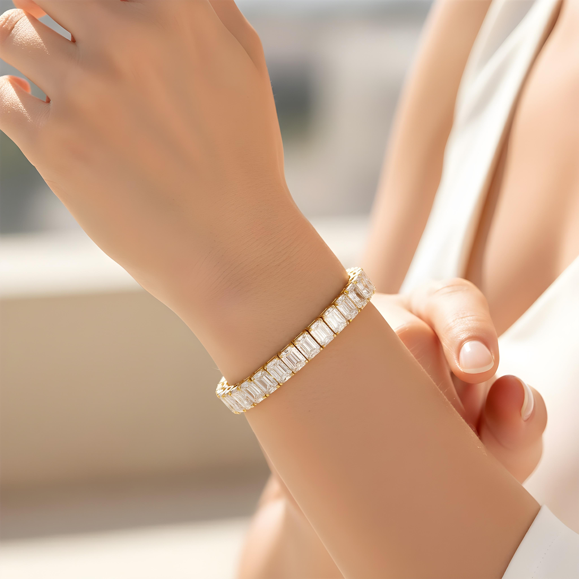 14K White Gold Radiant Cut Diamond Tennis Bracelet 46.24ct