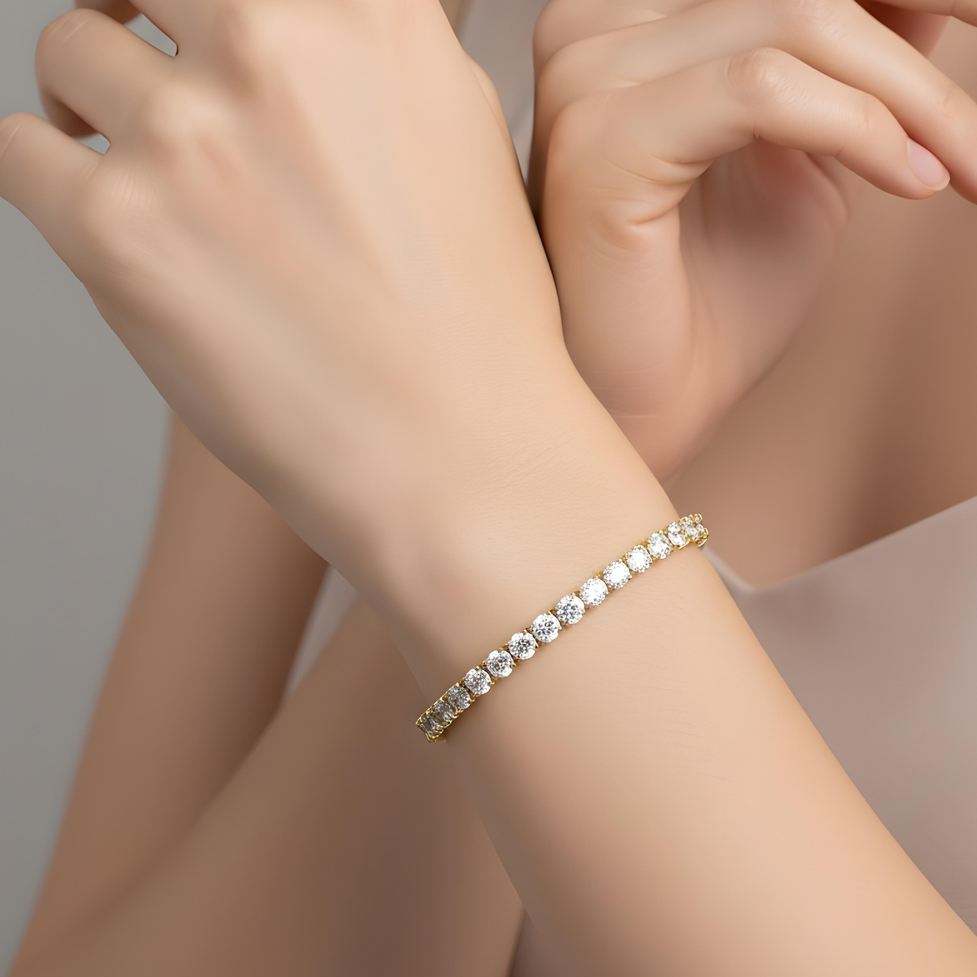 14K White Gold Round Diamond Tennis Bracelet 14.80ct