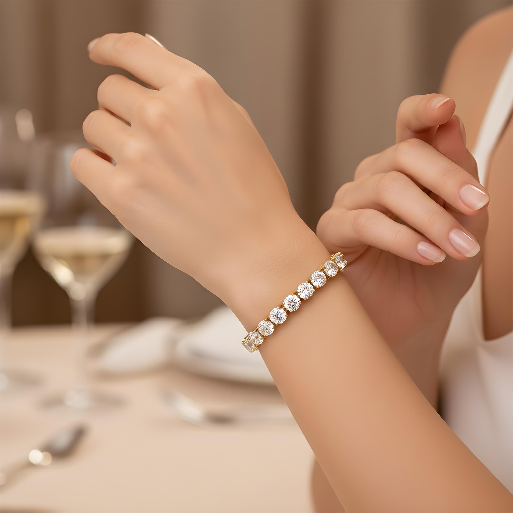 14K White Gold Round Diamond Tennis Bracelet 46.11ct