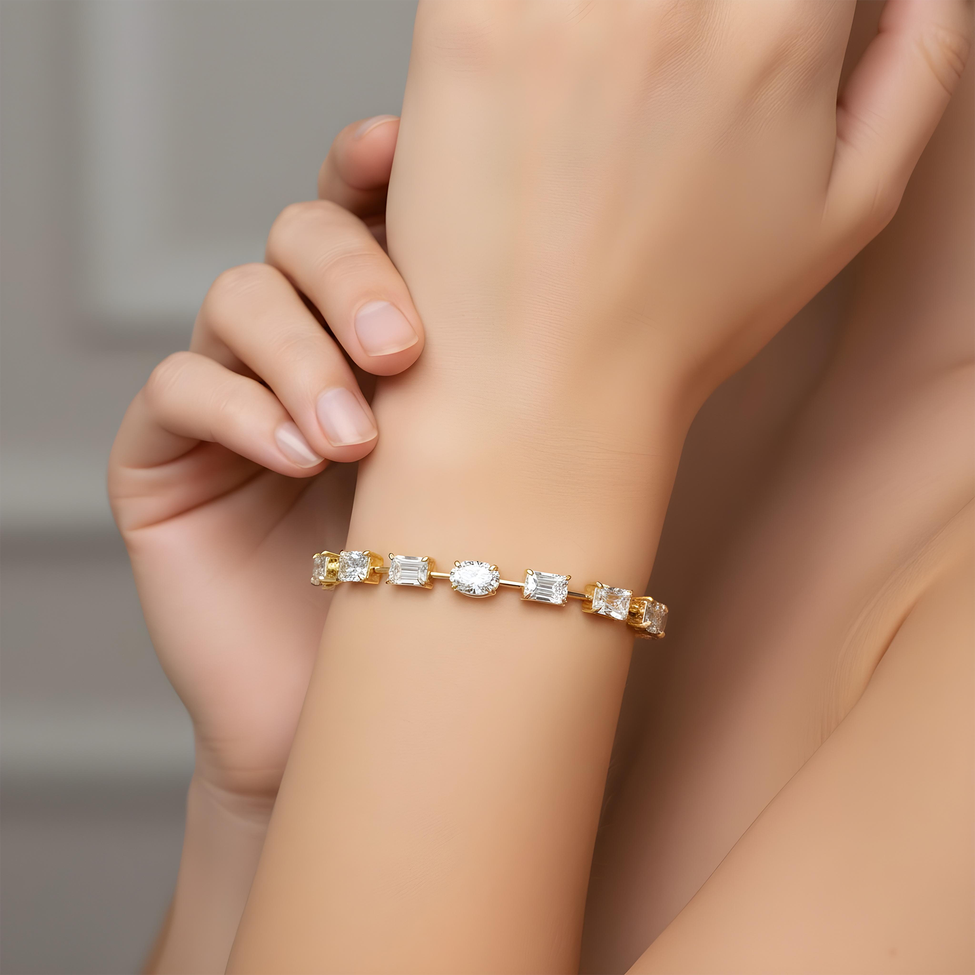 14K White Gold Multi Cut Diamond Satellite Bracelet 16.46ct