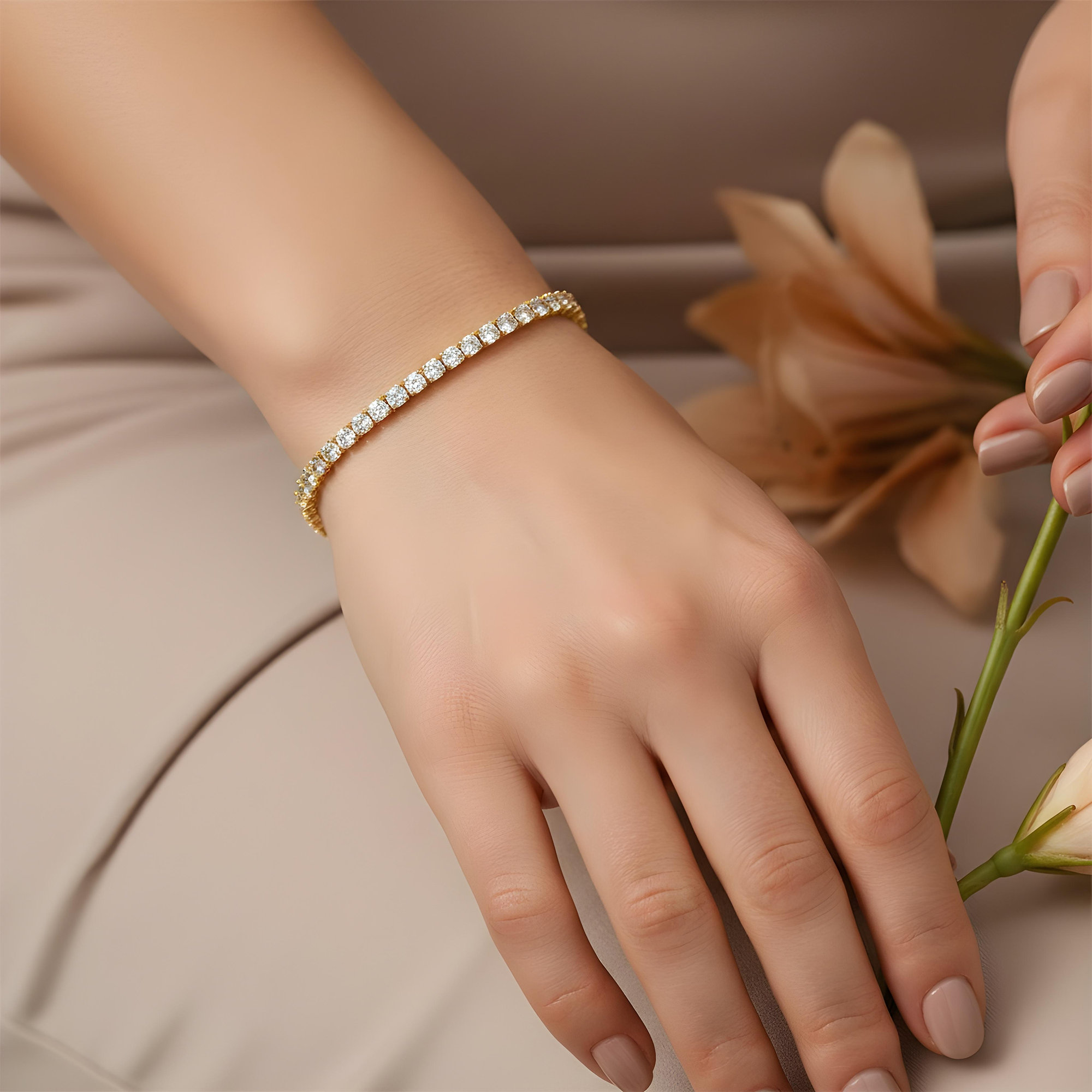 White Gold Round Cut Diamond Tennis Bracelet 4.97ct (6.5"-8.5")