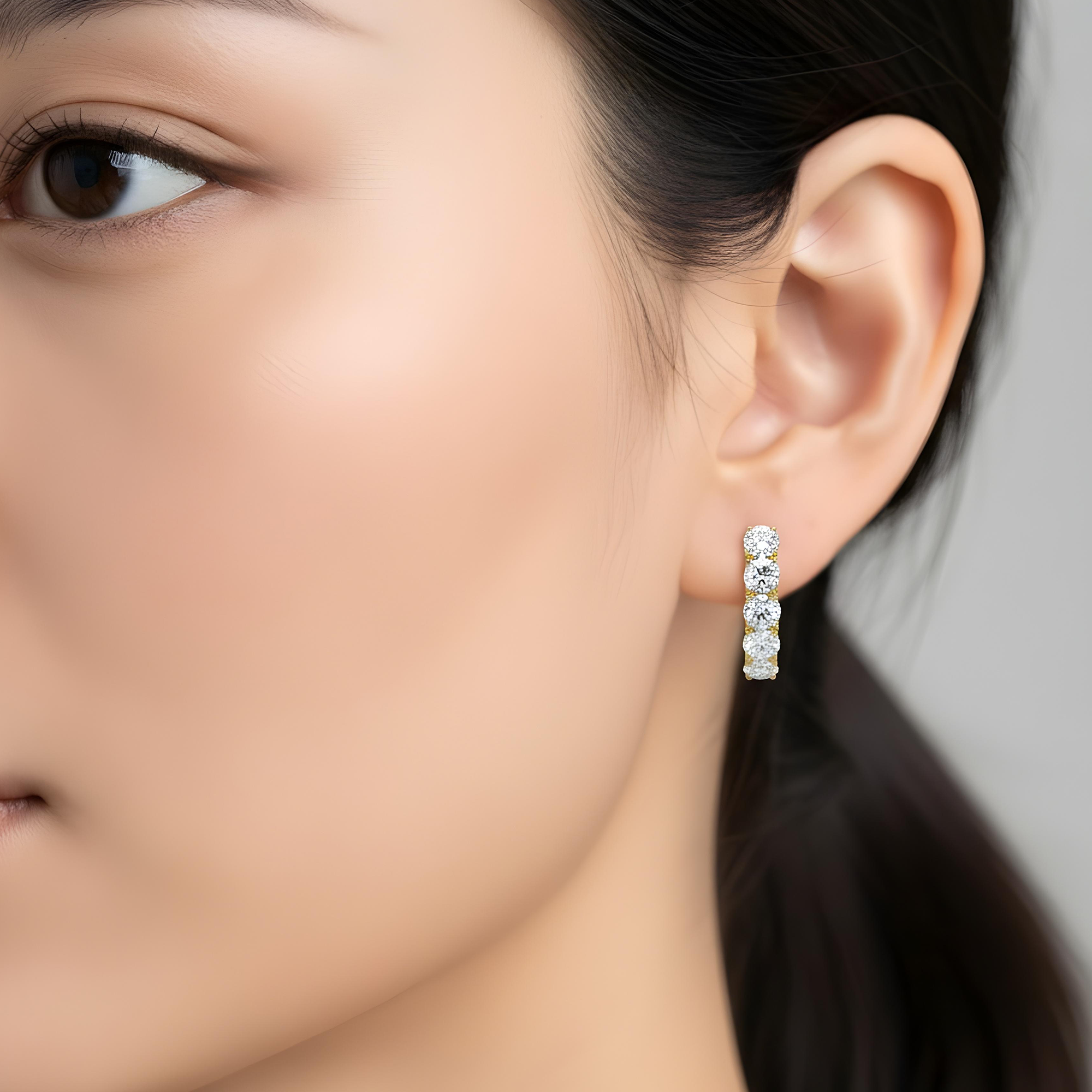 White Gold Round Cut Diamond Hoop Earrings 4.92ctw