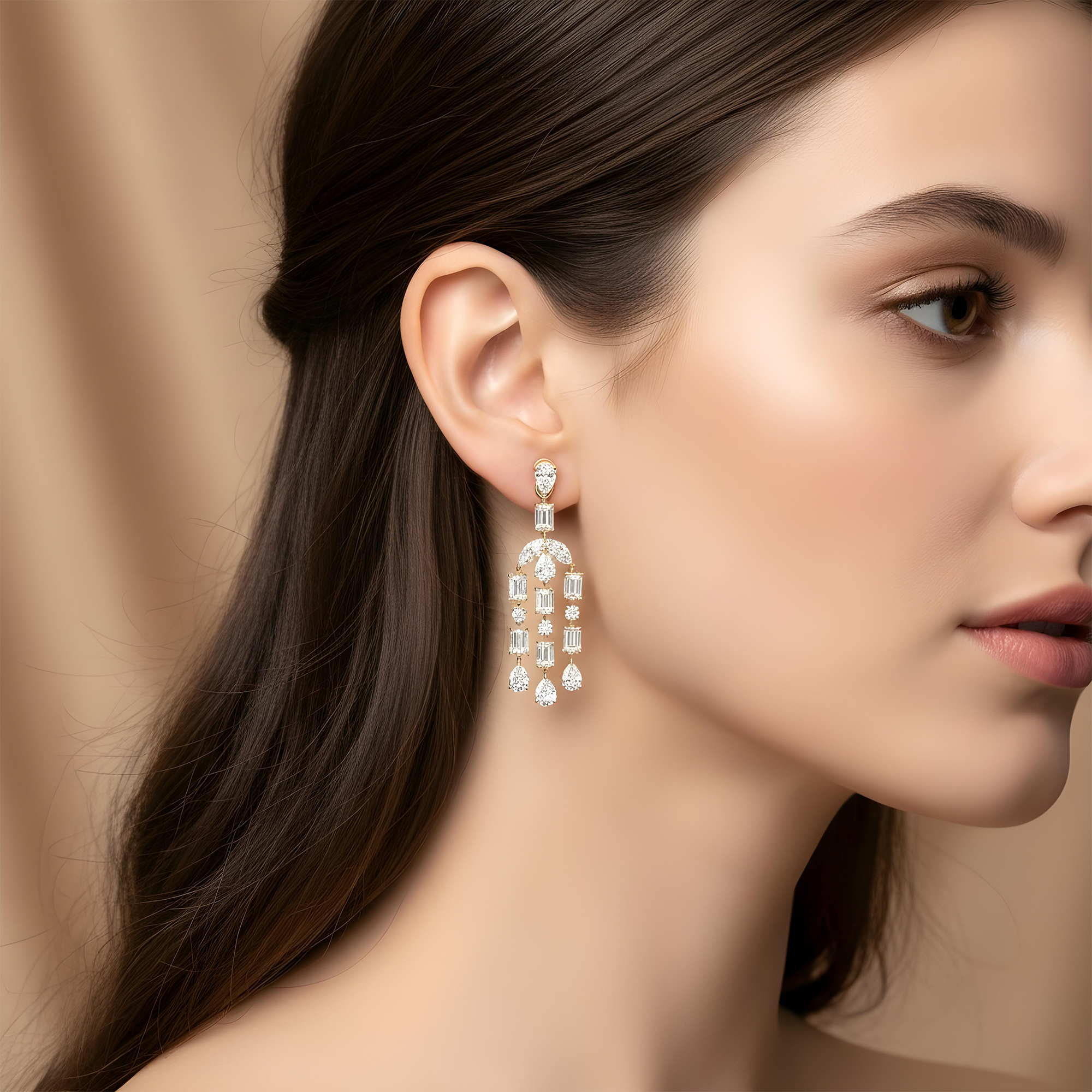 10K White Gold Multi Cut Diamond Drop Earrings 28.82ctw