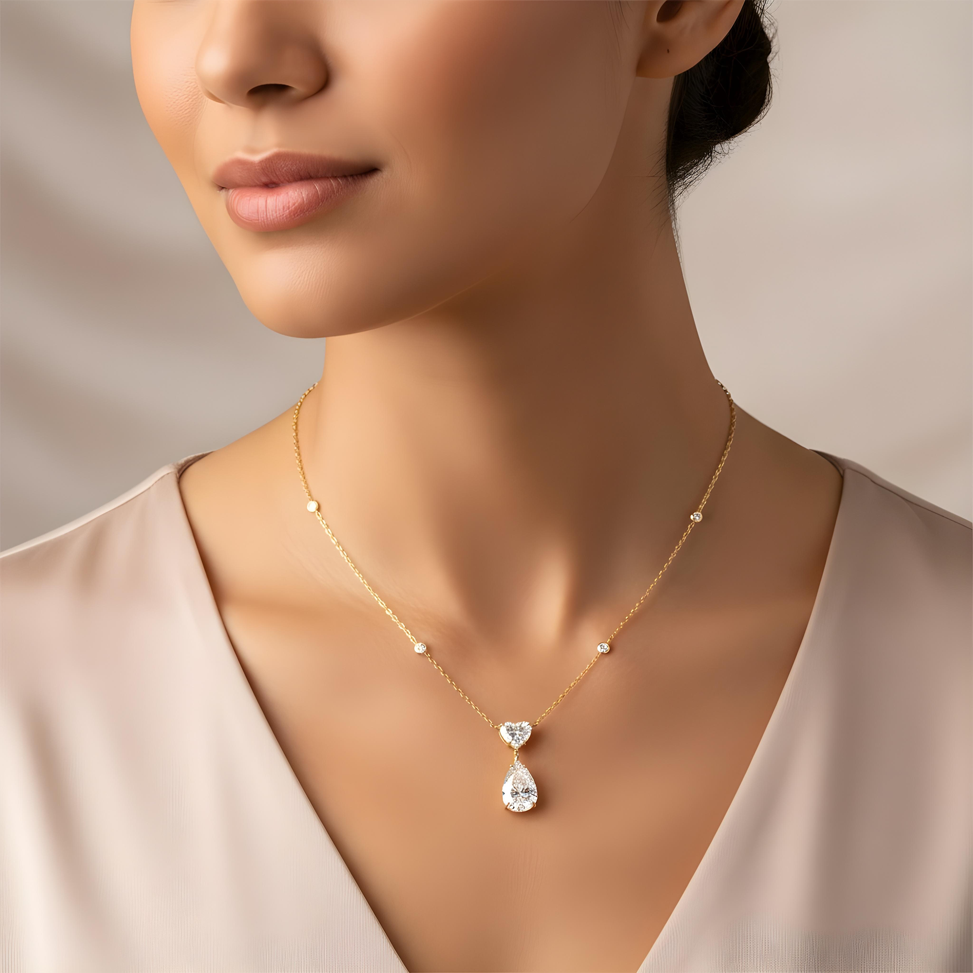 IGI 18K White Gold Multi Cut Diamond Necklace 6.24ctw