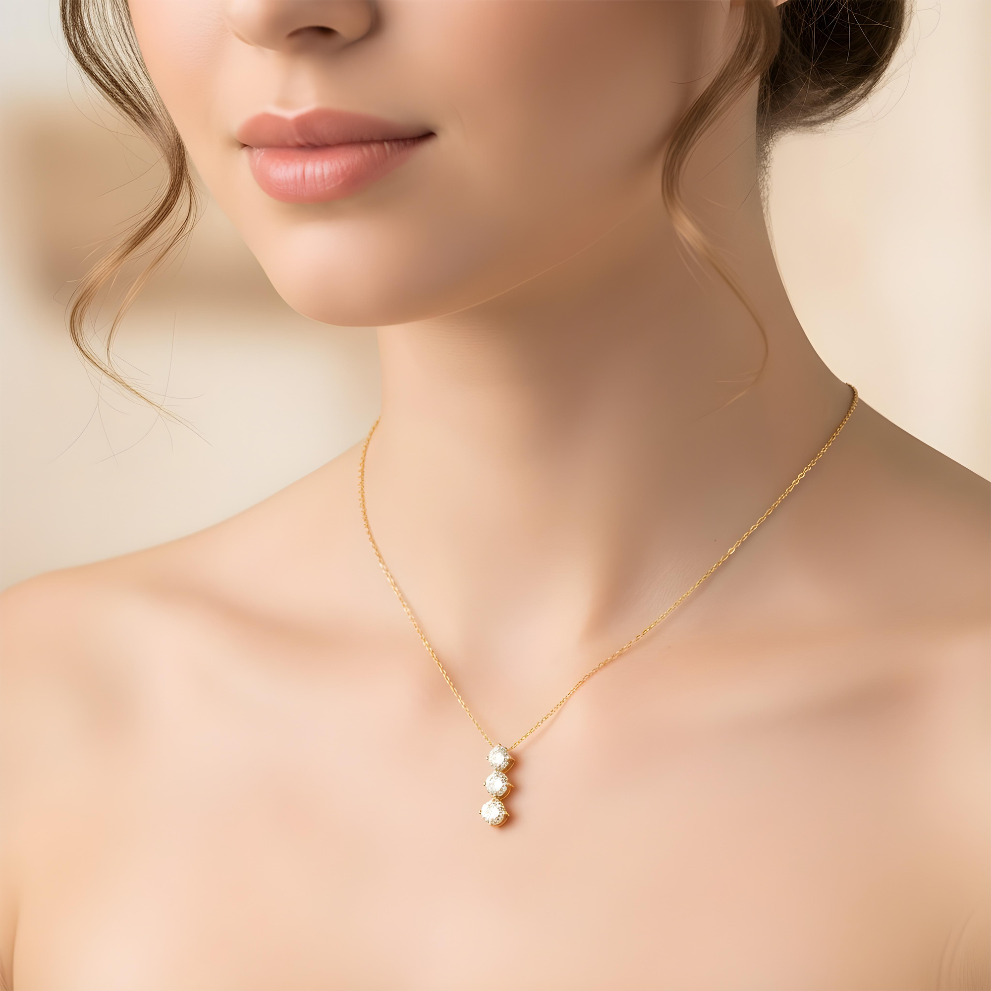 White Gold Round Diamond Drop Necklace 2.76ct