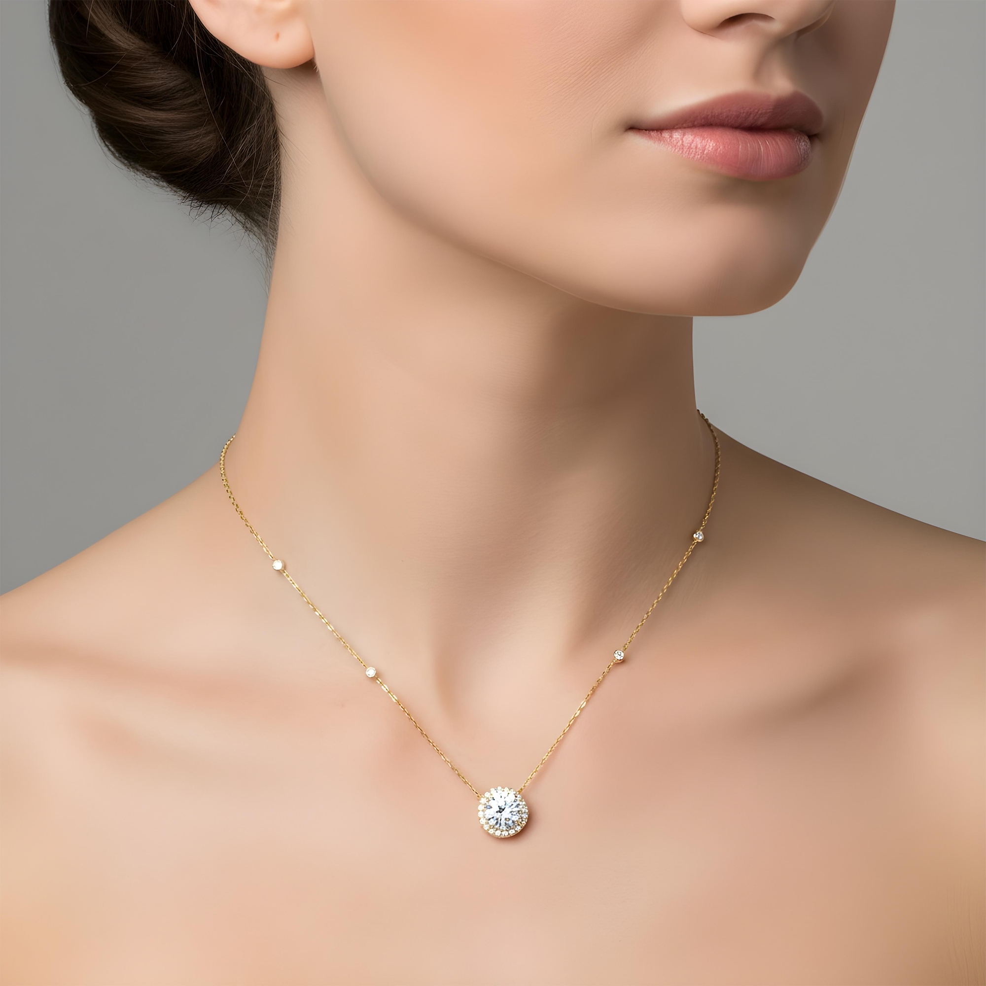 IGI 18K White Gold Round Diamond Necklace 5.78ctw