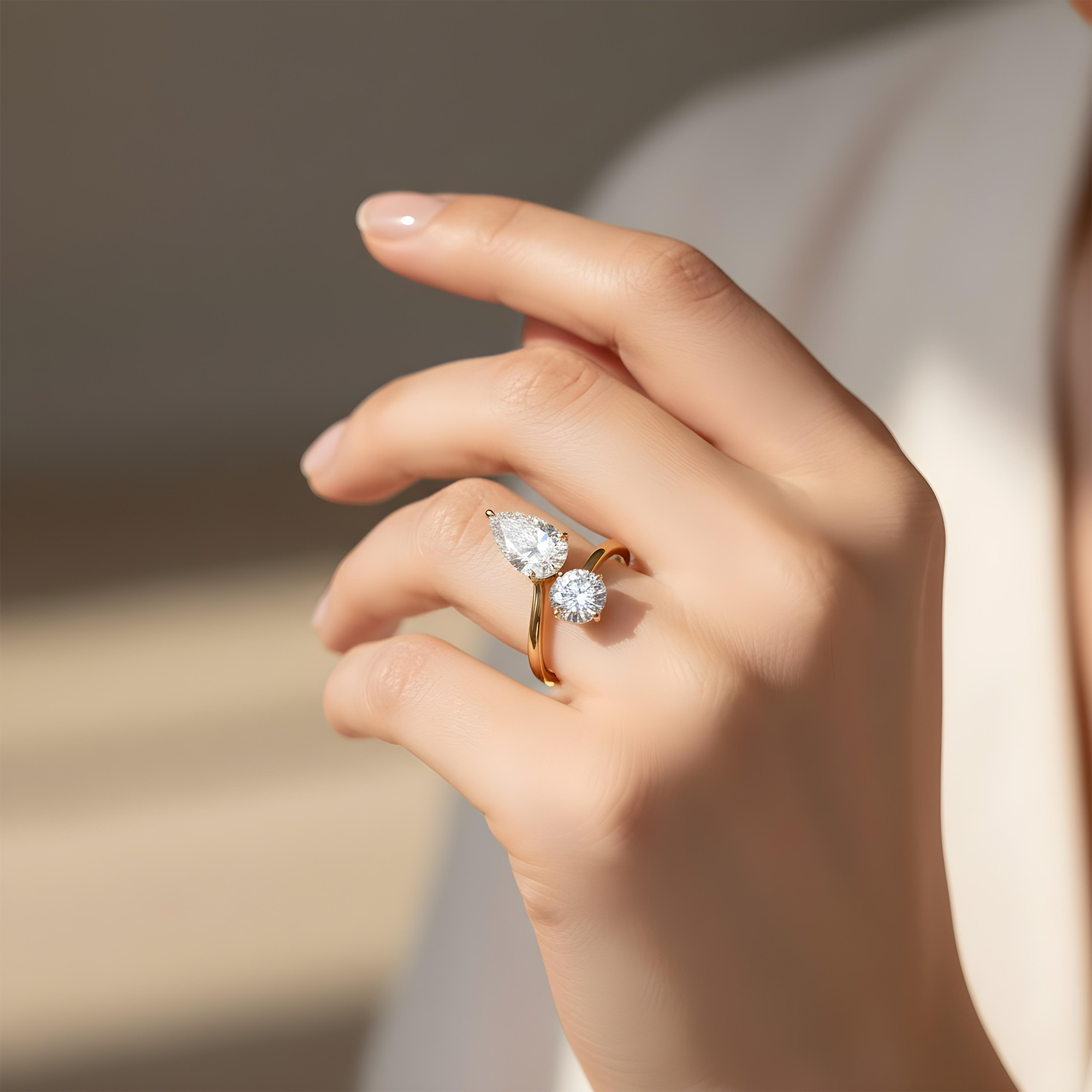 White Gold Round & Pear Cut Wrap Ring 3.40ct