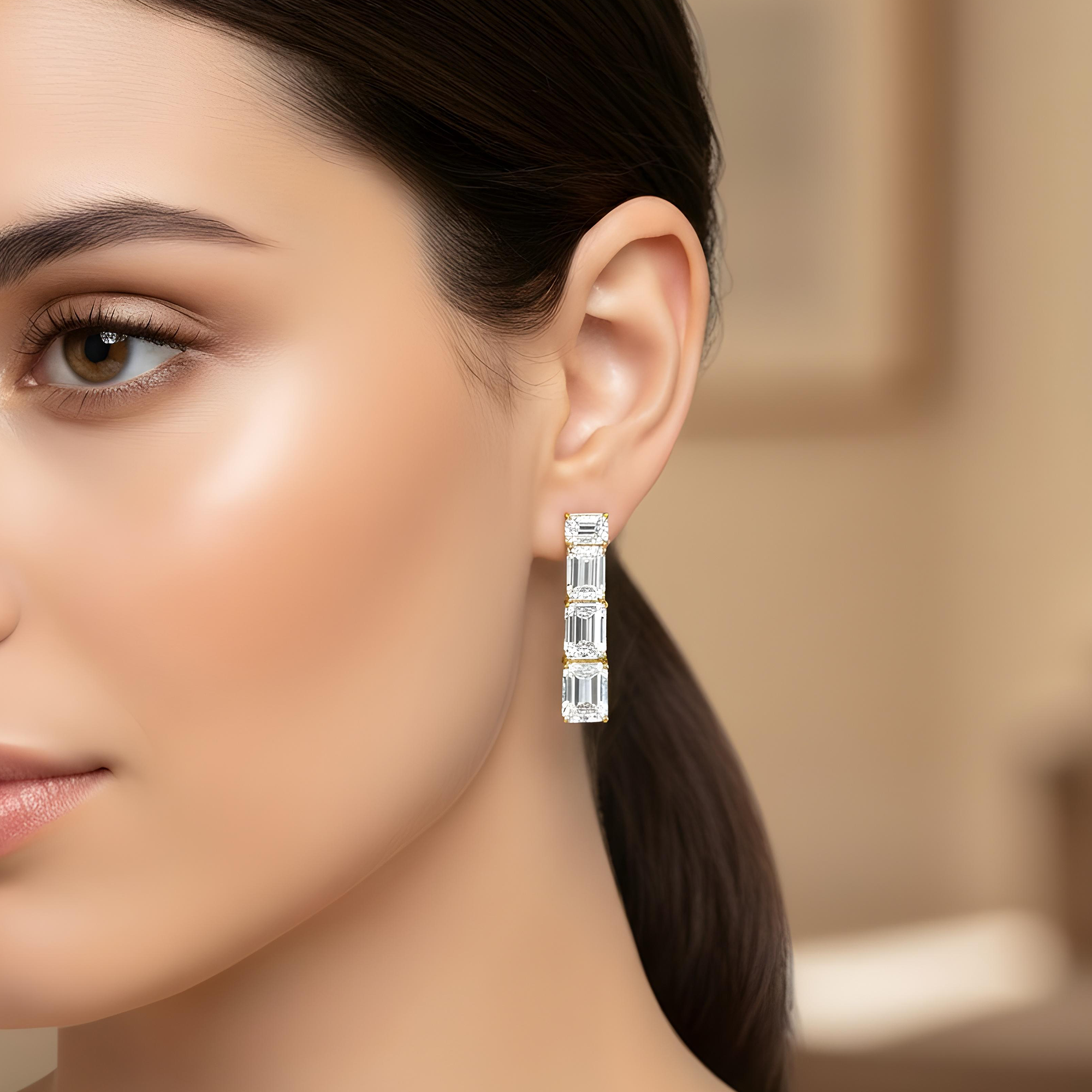 IGI Platinum Emerald Cut Diamond Drop Earrings 40.13ctw