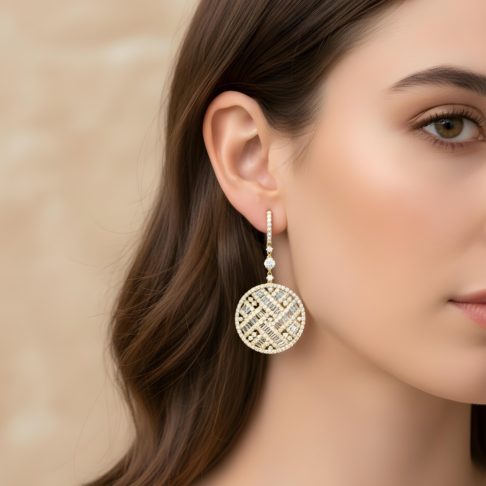 18K White Gold Diamond Circle Drop Earrings 6.67ctw