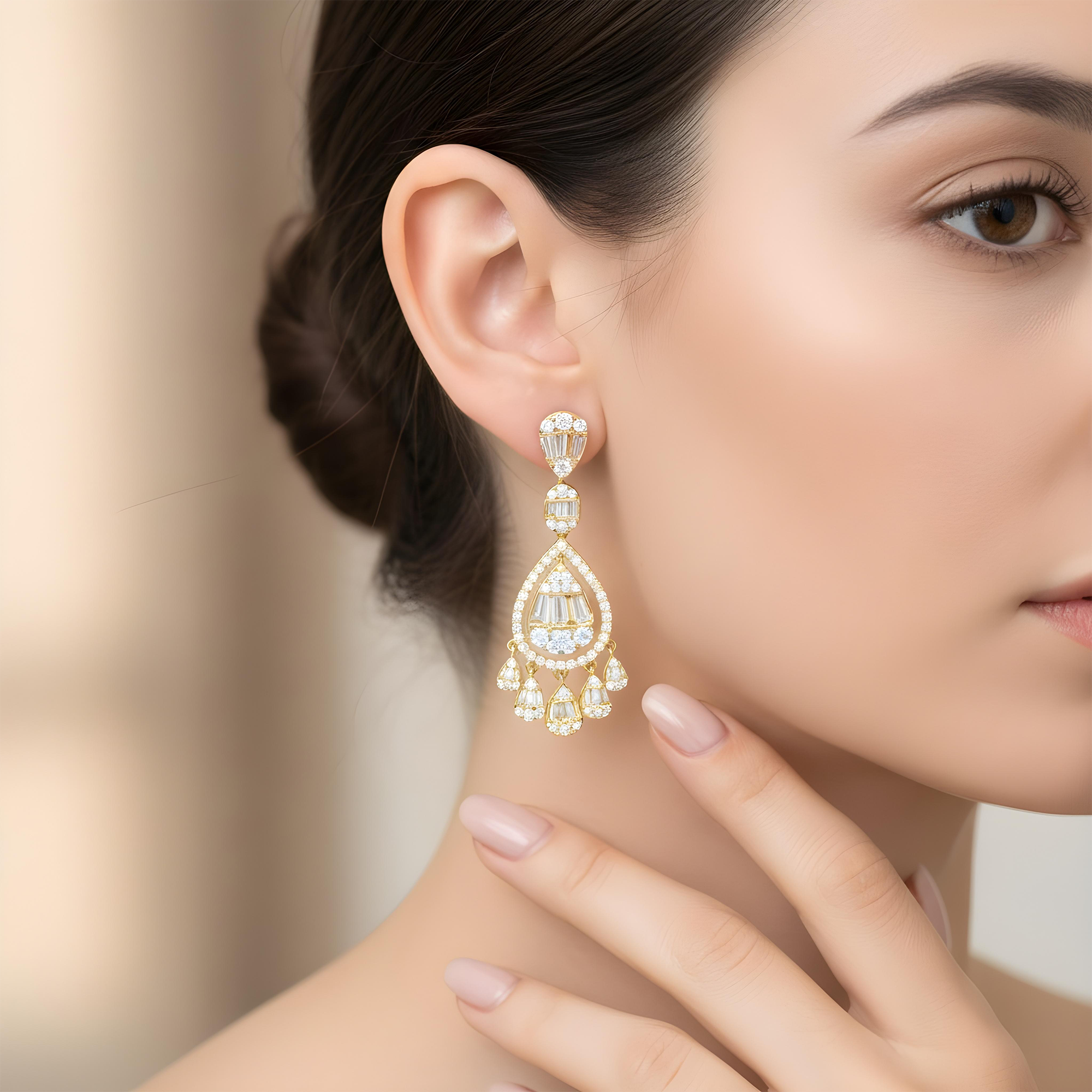 14K White Gold Diamond Teardrop Earrings 4.17ctw