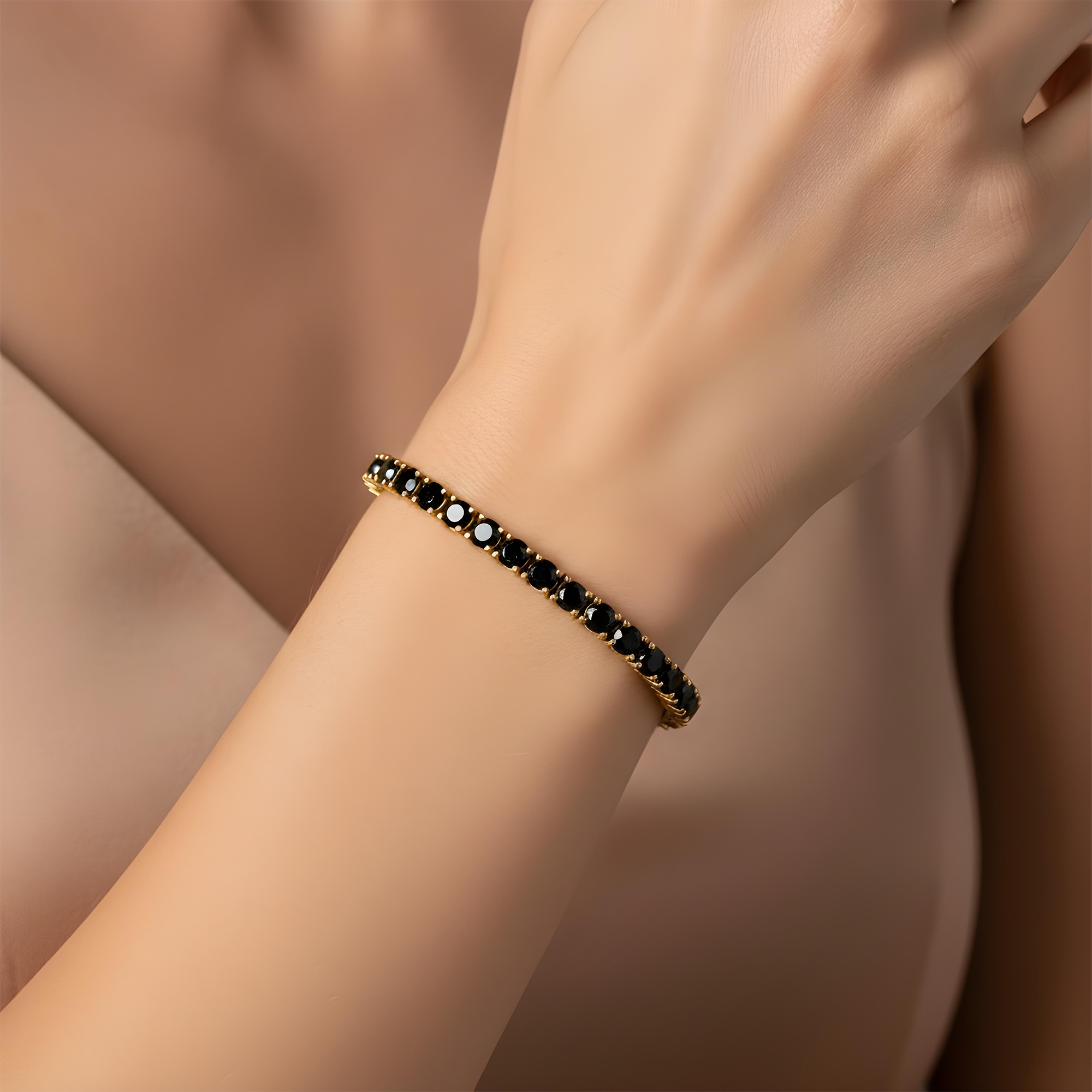 14K Black Gold Black Round Diamond Tennis Bracelet 12.56ct