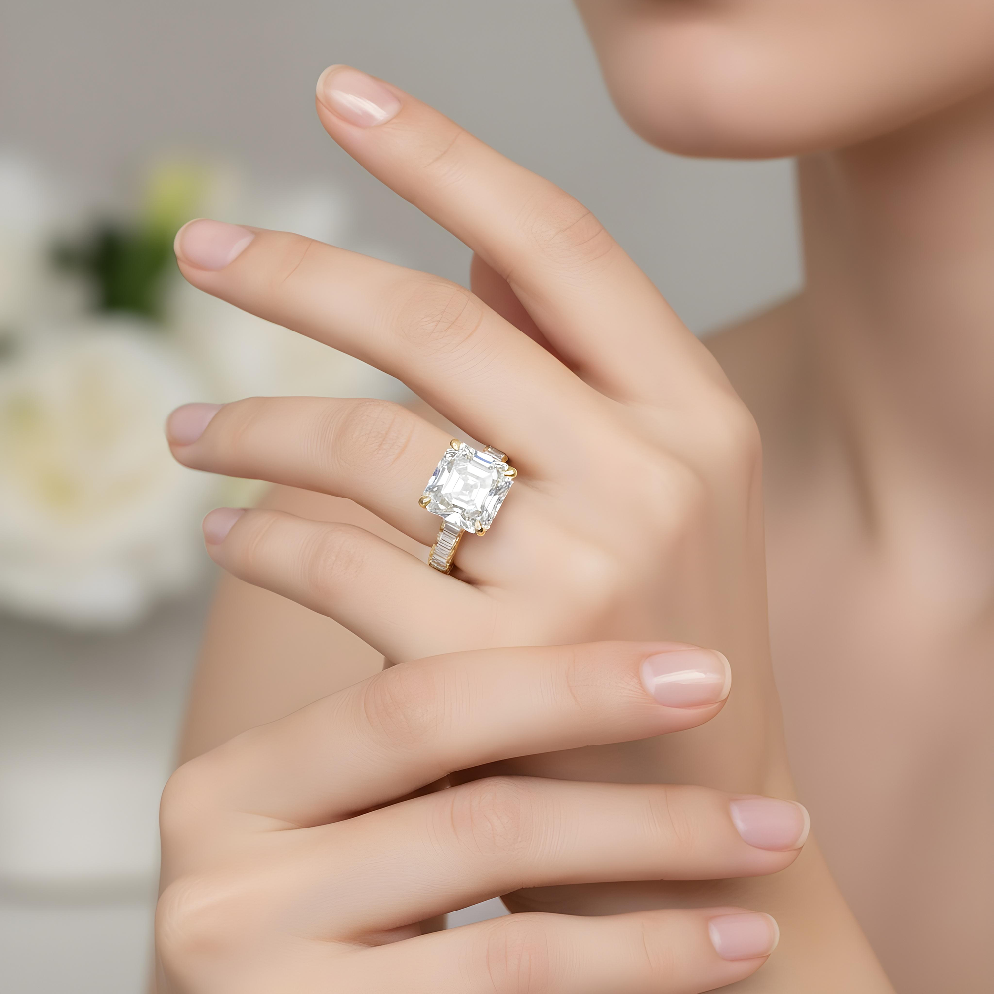 GIA 18K White Gold 8.61ct Asscher Cut Diamond Engagement ring 11.86ctw