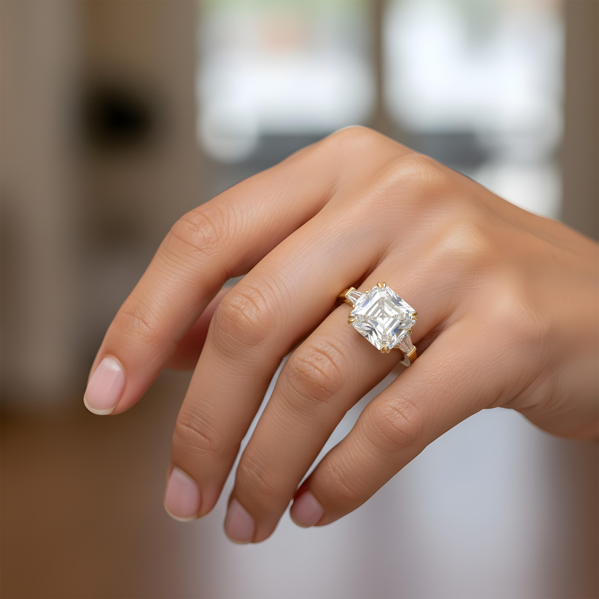 GIA Platinum 11.91ct Asscher Cut Diamond Engagement Ring 12.69ctw