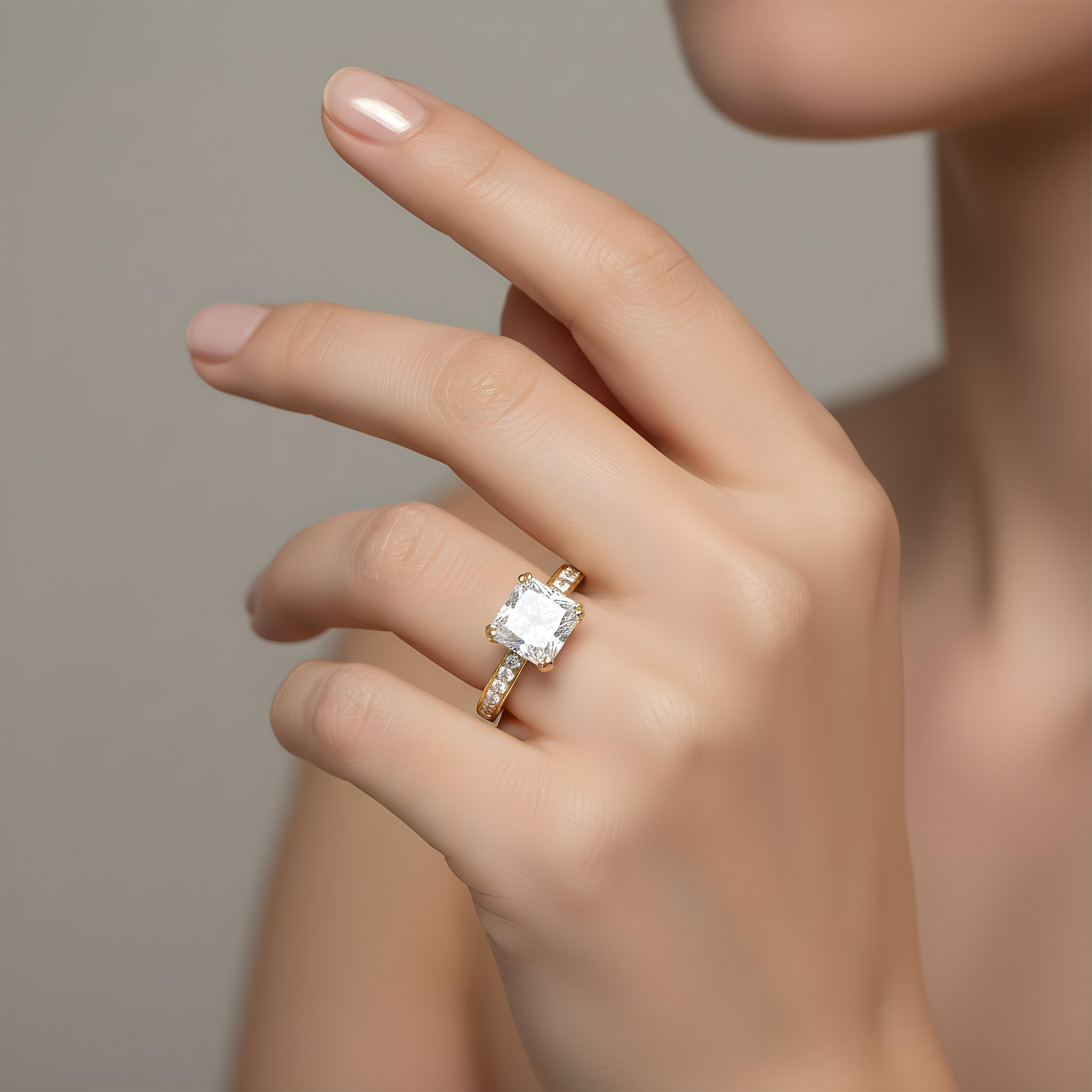 GIA 18K White Gold 3.0ct Cushion Diamond Engagement Ring 3.50ctw