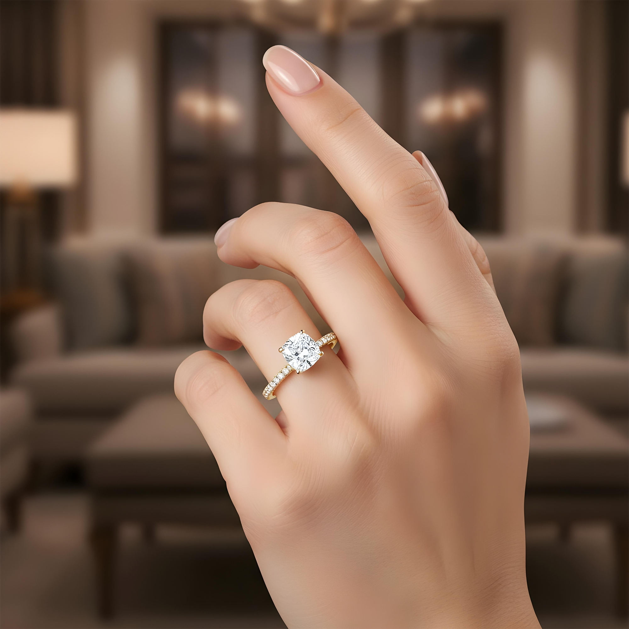 GIA 18K Rose Gold 2.0ct Cushion Cut Diamond Engagement Ring 2.50ctw