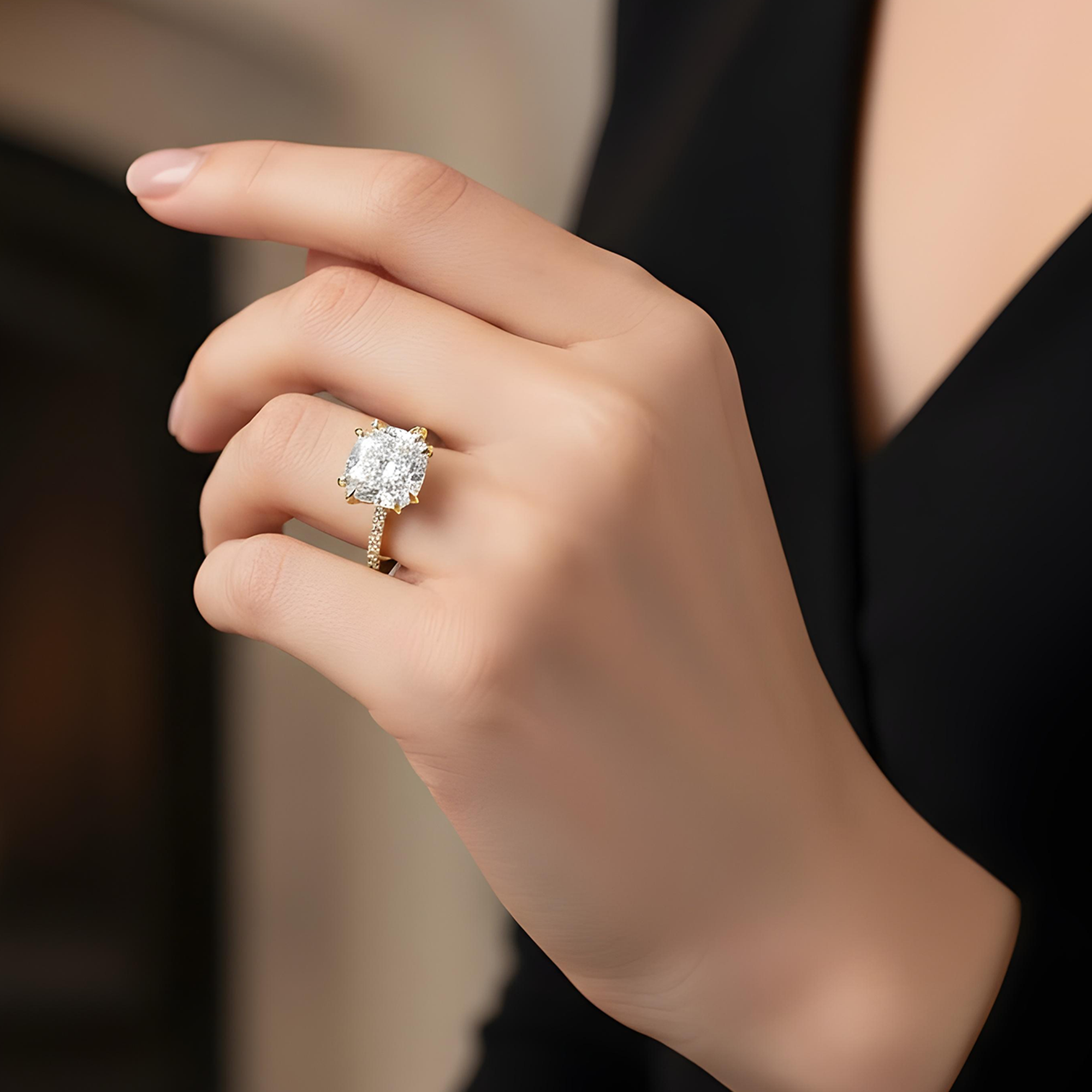 GIA 18K White Gold 8.42ct Cushion Cut Diamond Engagement Ring 8.92ctw