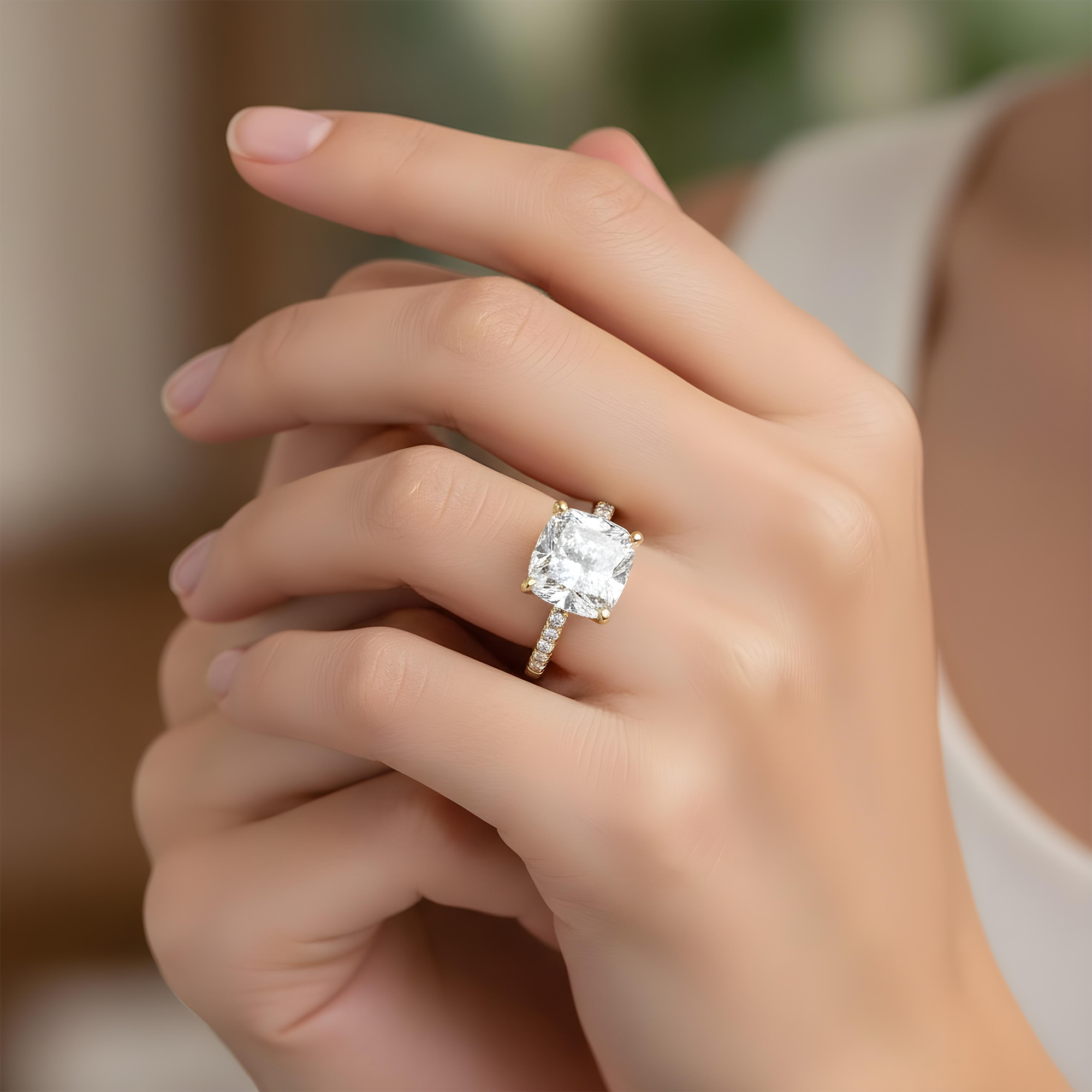 GIA Platinum 6.85ct Cushion Cut Diamond Engagement Ring 7.43ctw