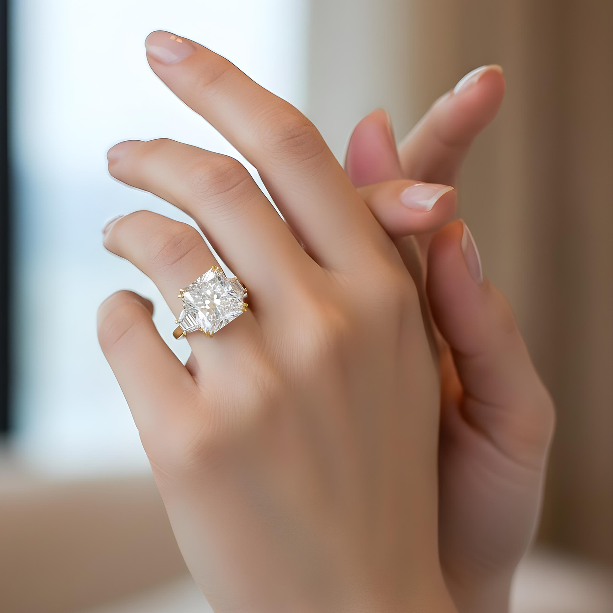 GIA Platinum 13.08ct Radiant Cut Diamond Engagement Ring 14.46ctw
