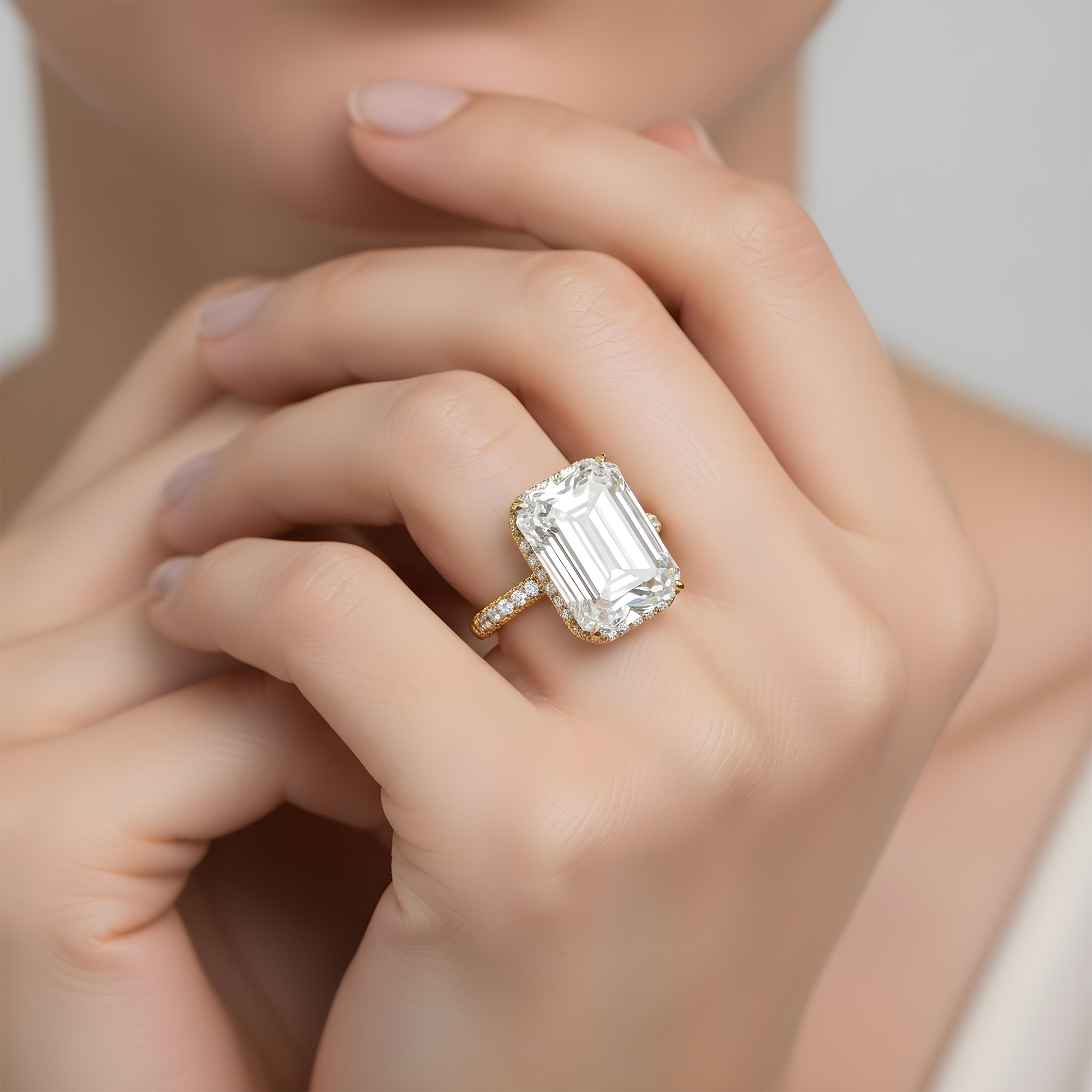 GIA Platinum 21.40ct Emerald Cut Diamond Engagement Ring 22.86ctw