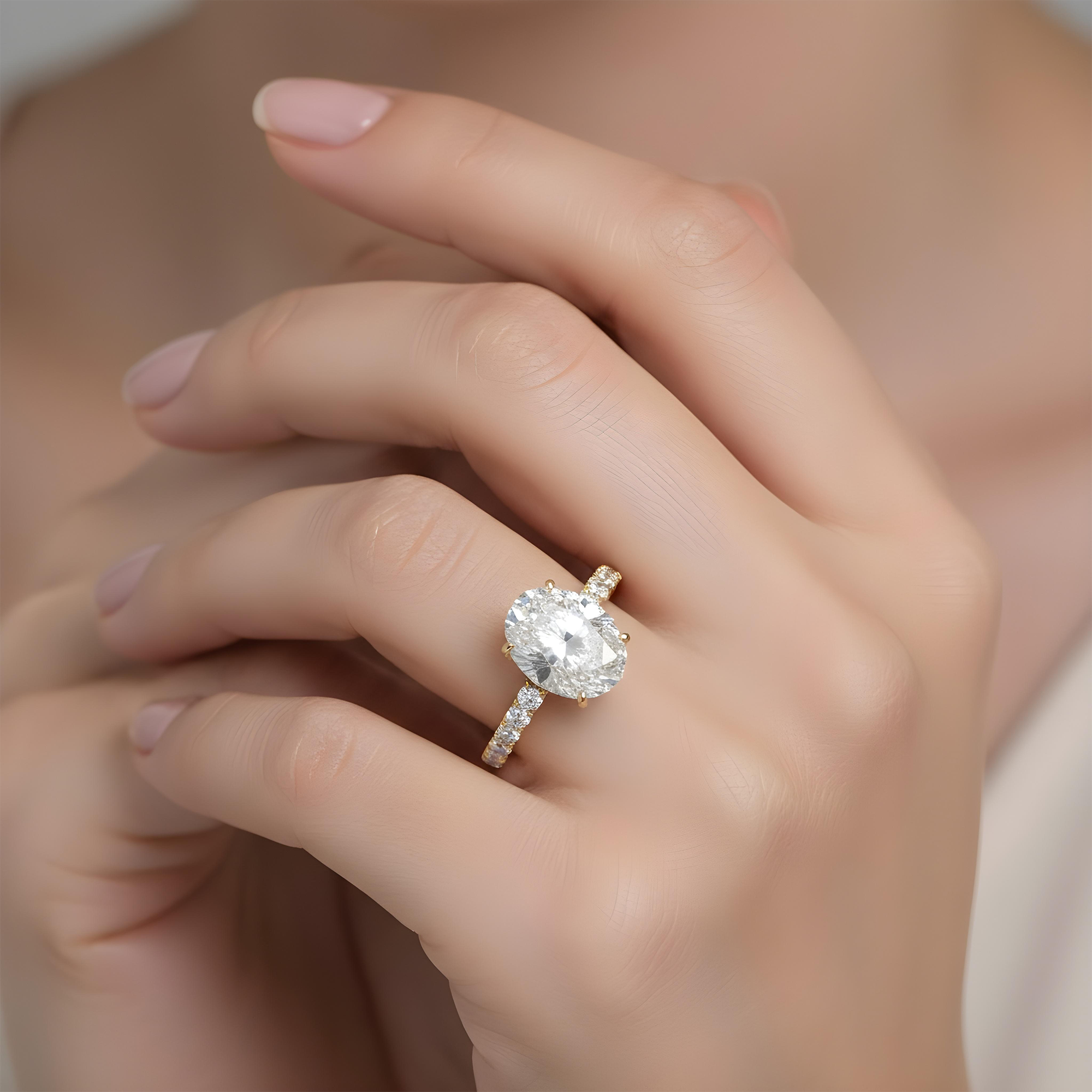 GIA 18K White Gold 4.49ct Oval Cut Diamond Engagement Ring 5.15ctw