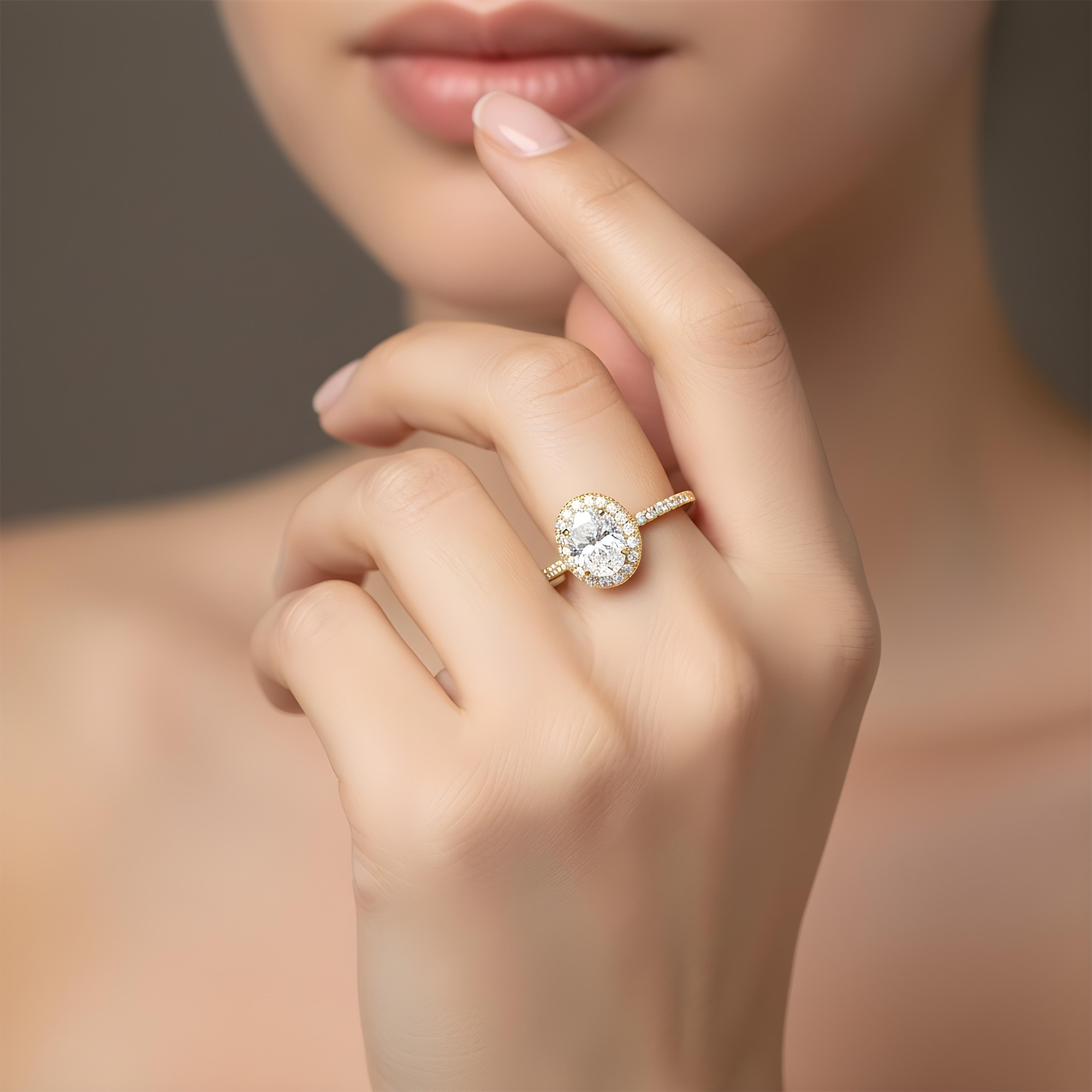 GIA 18K White Gold 1.55ct Oval Diamond Engagement Ring 2.27ctw