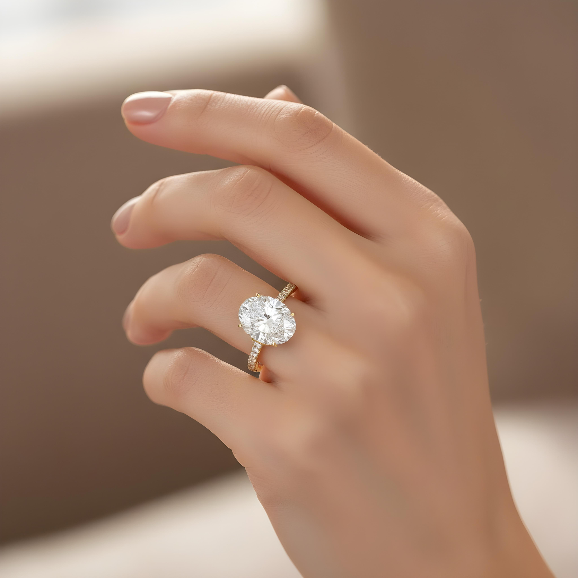 GIA 18K White Gold 5.02ct Oval Cut Diamond Engagement Ring 5.77ctw