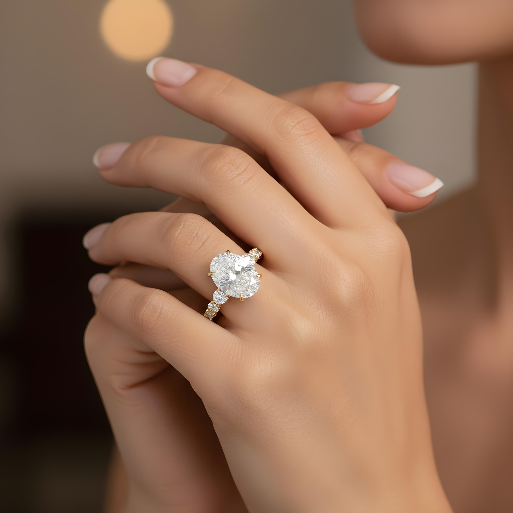 GIA 18K White Gold 6ct Oval Cut Diamond Engagement Ring 9.61ctw