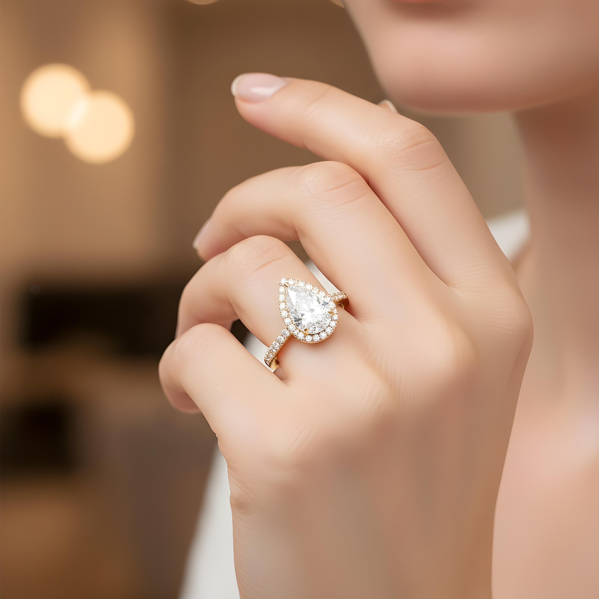 GIA Platinum 4.0ct Pear Cut Diamond Engagement Ring 4.95ctw
