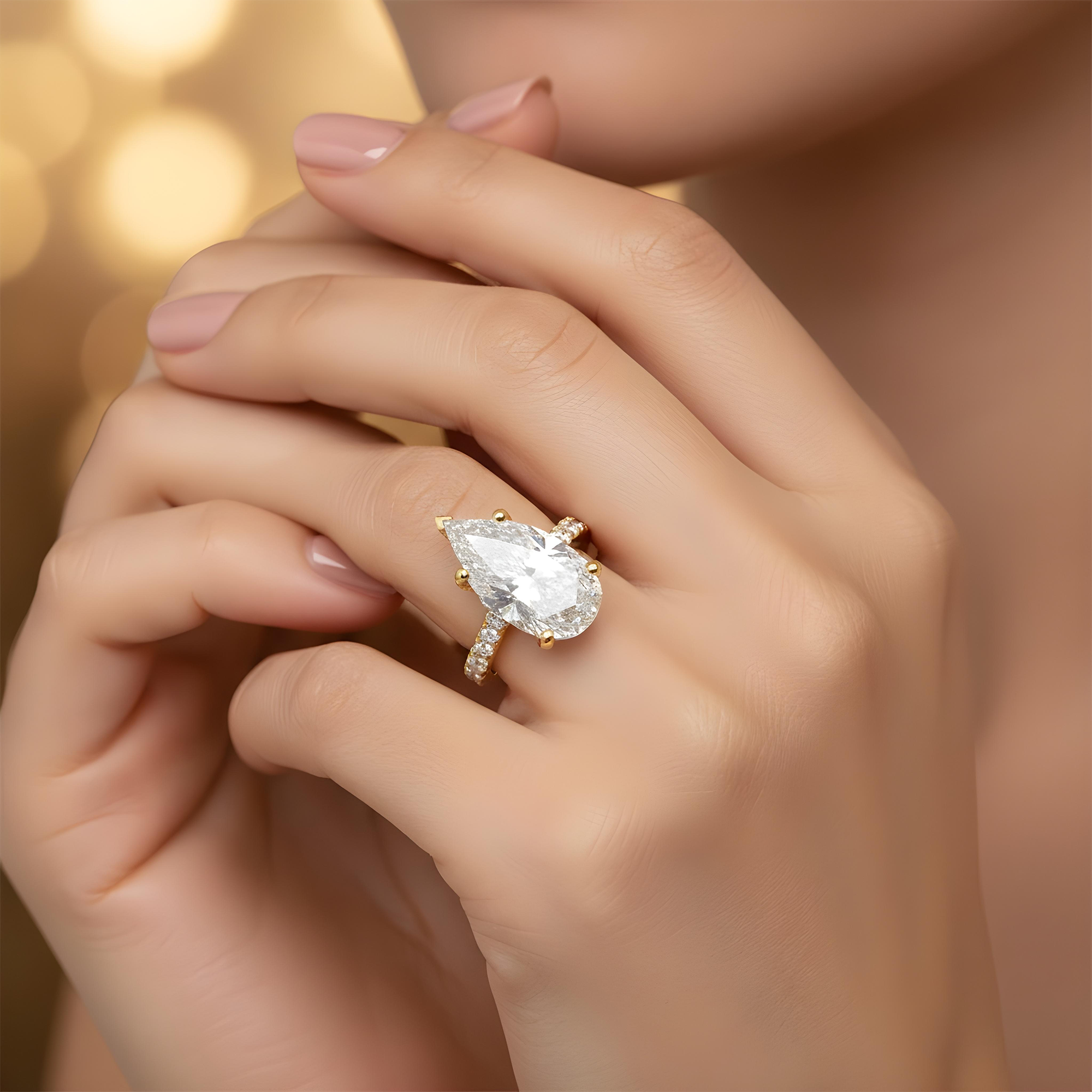 GIA 18K White Gold 11.72ct Pear Cut Diamond Engagement Ring 14.05ctw