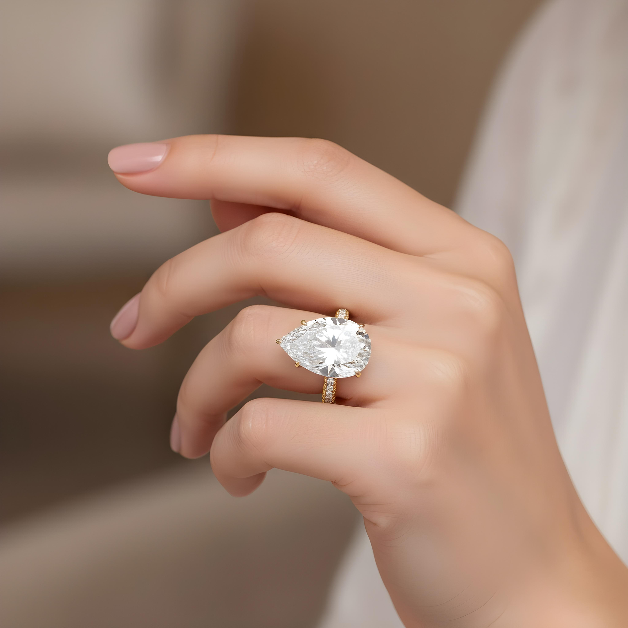 GIA Platinum 23ct Pear Cut Diamond Engagement Ring 25.05ctw