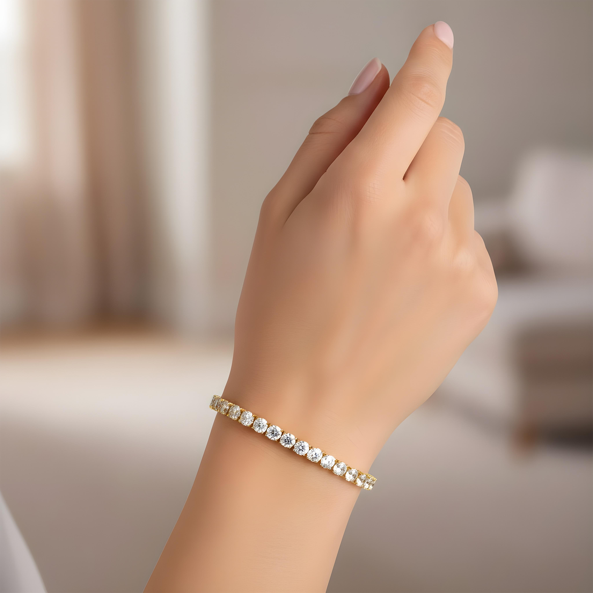 14K White Gold Round Diamond Tennis Bracelet 12.46ct