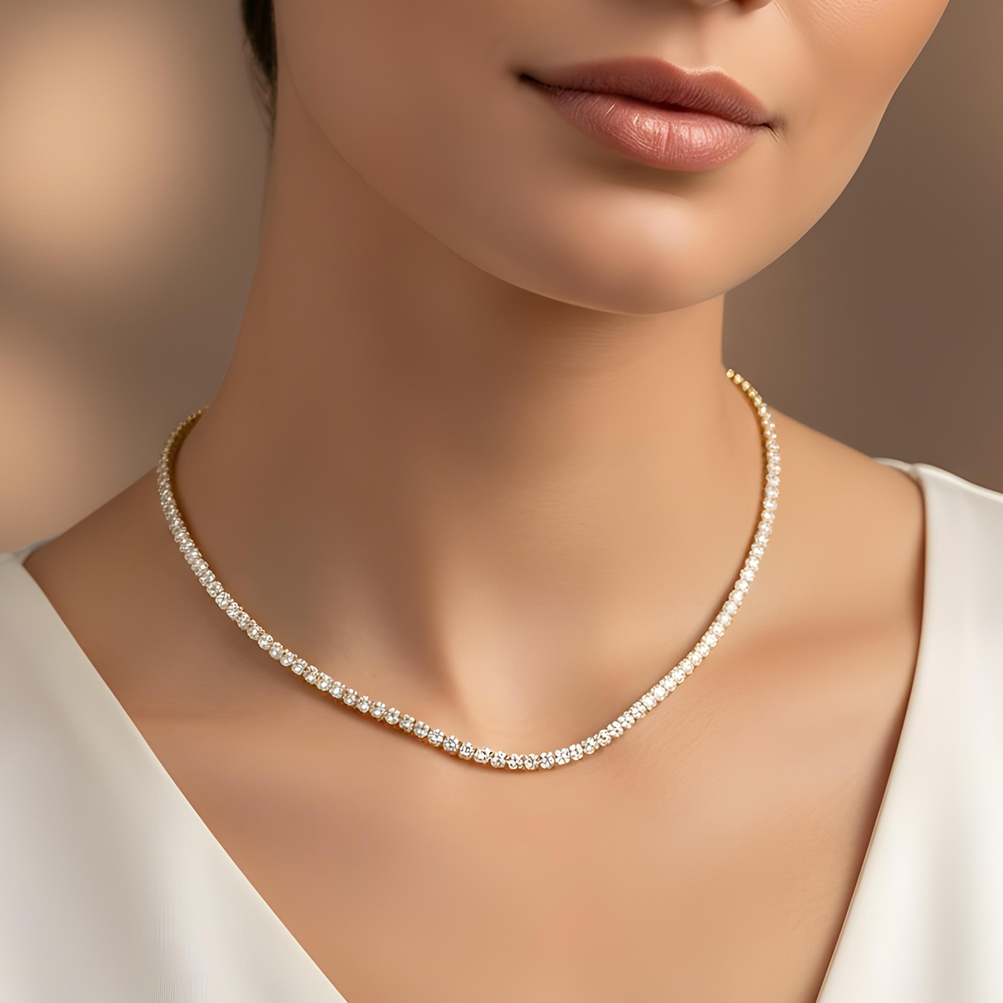 14K White Gold Diamond Tennis Chain 8.0ct