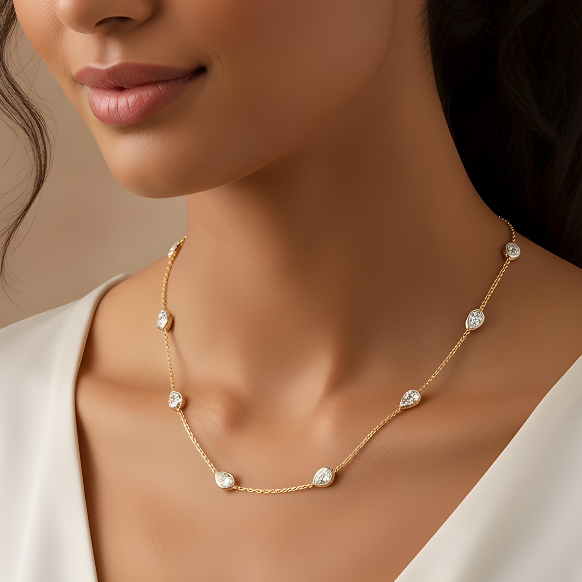 14K White Gold Pear Cut Diamond Satellite Necklace 5.70ct