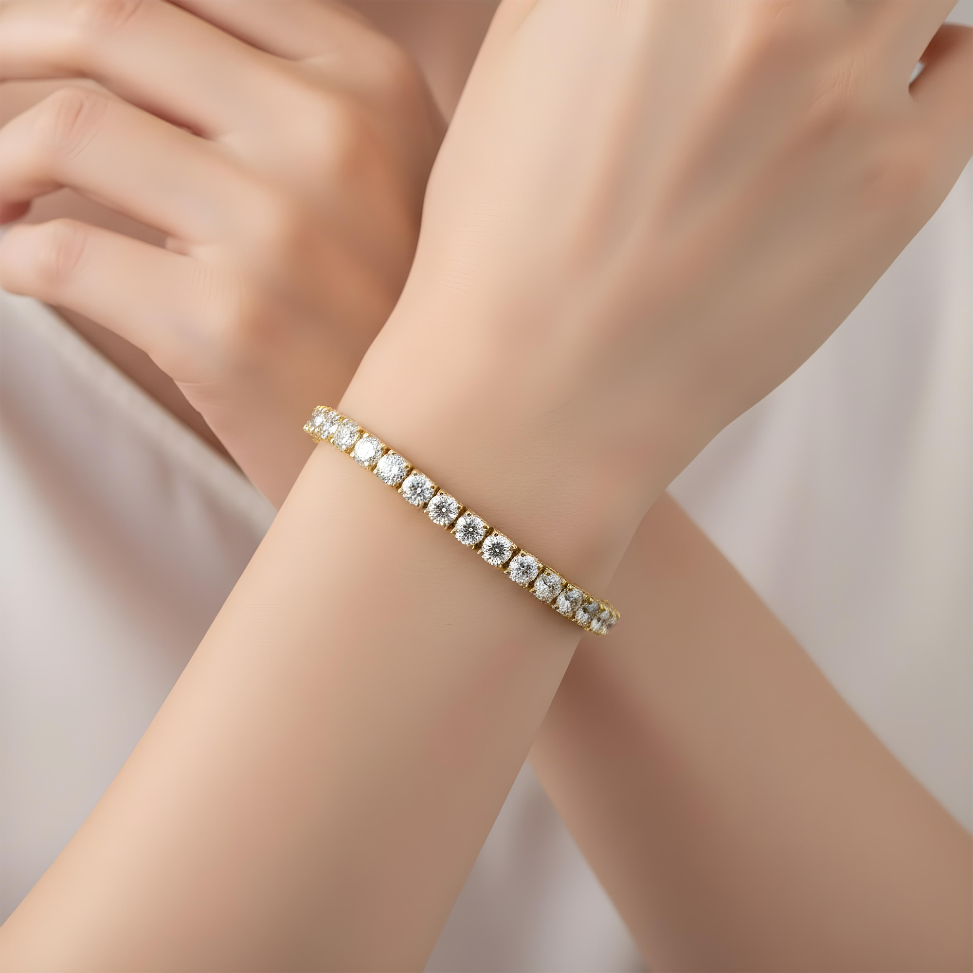 14K White Gold Round Diamond Tennnis Bracelet 14.98ct