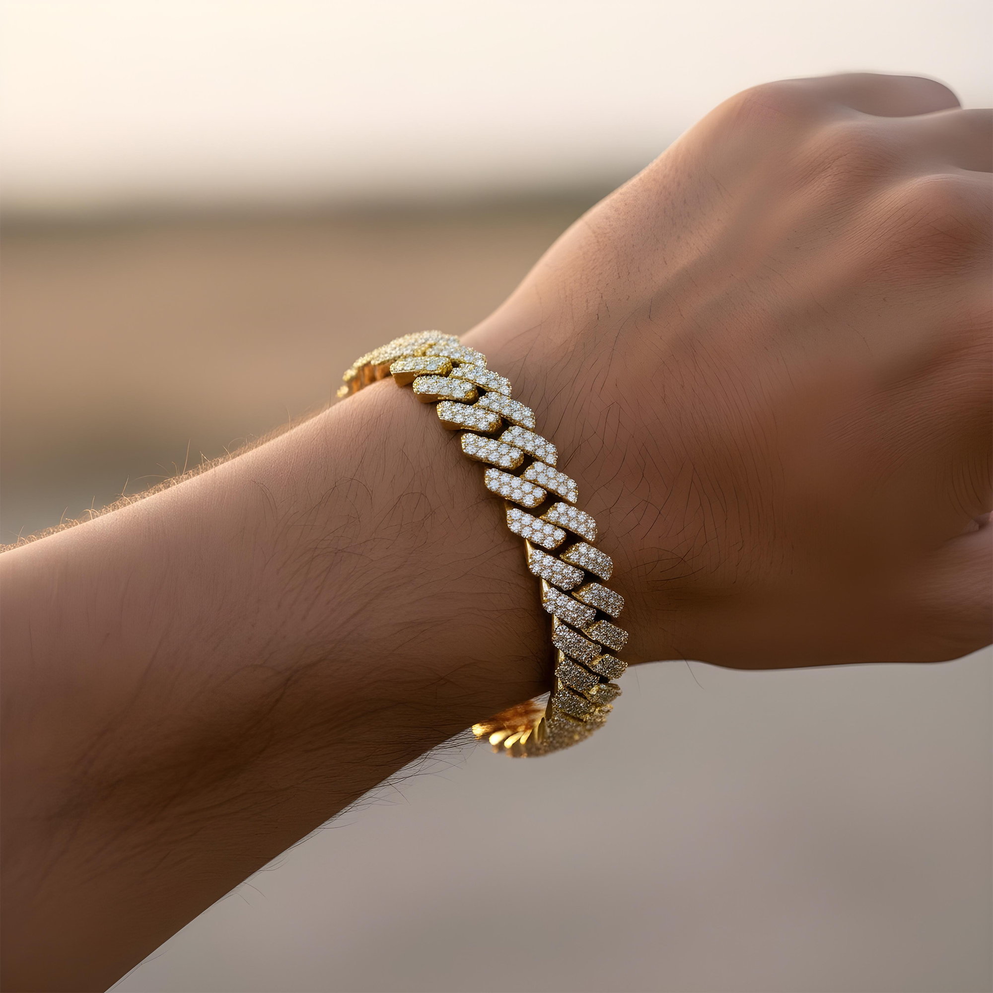 14K Rose Gold 11mm Round Diamond Cuban Link Bracelet 9.0ct