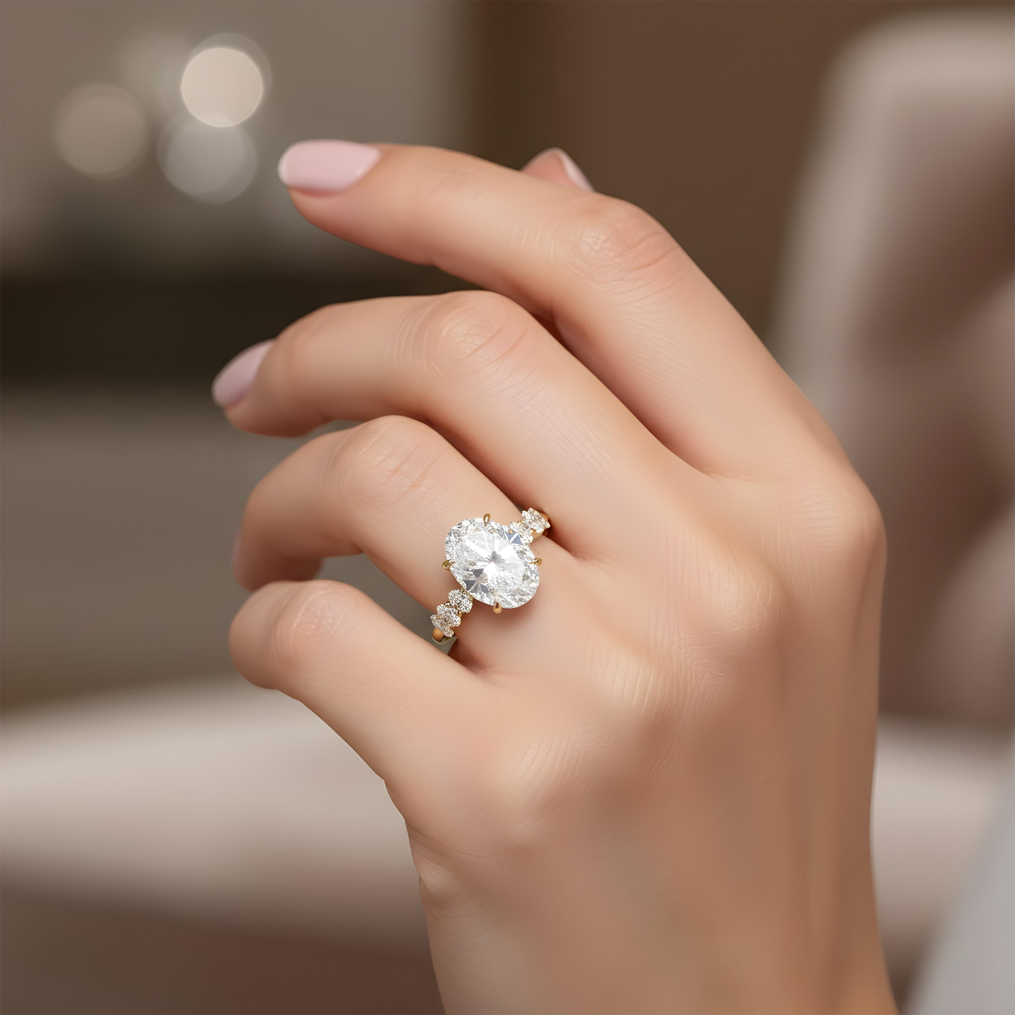 18K White Gold 10ct Oval Cut Diamond Engagement Ring 12.70ctw