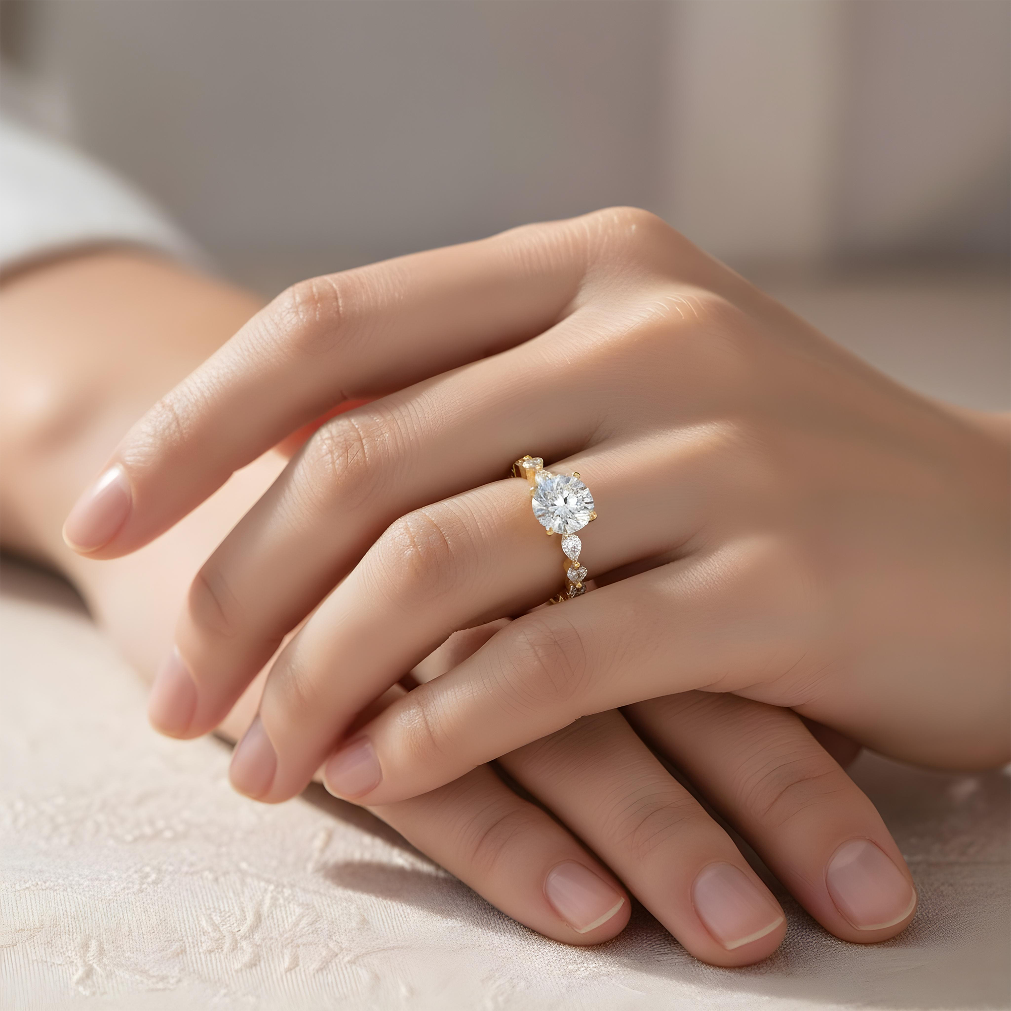 18K White Gold 1.54ct Round Diamond Engagement Ring 2.36ctw