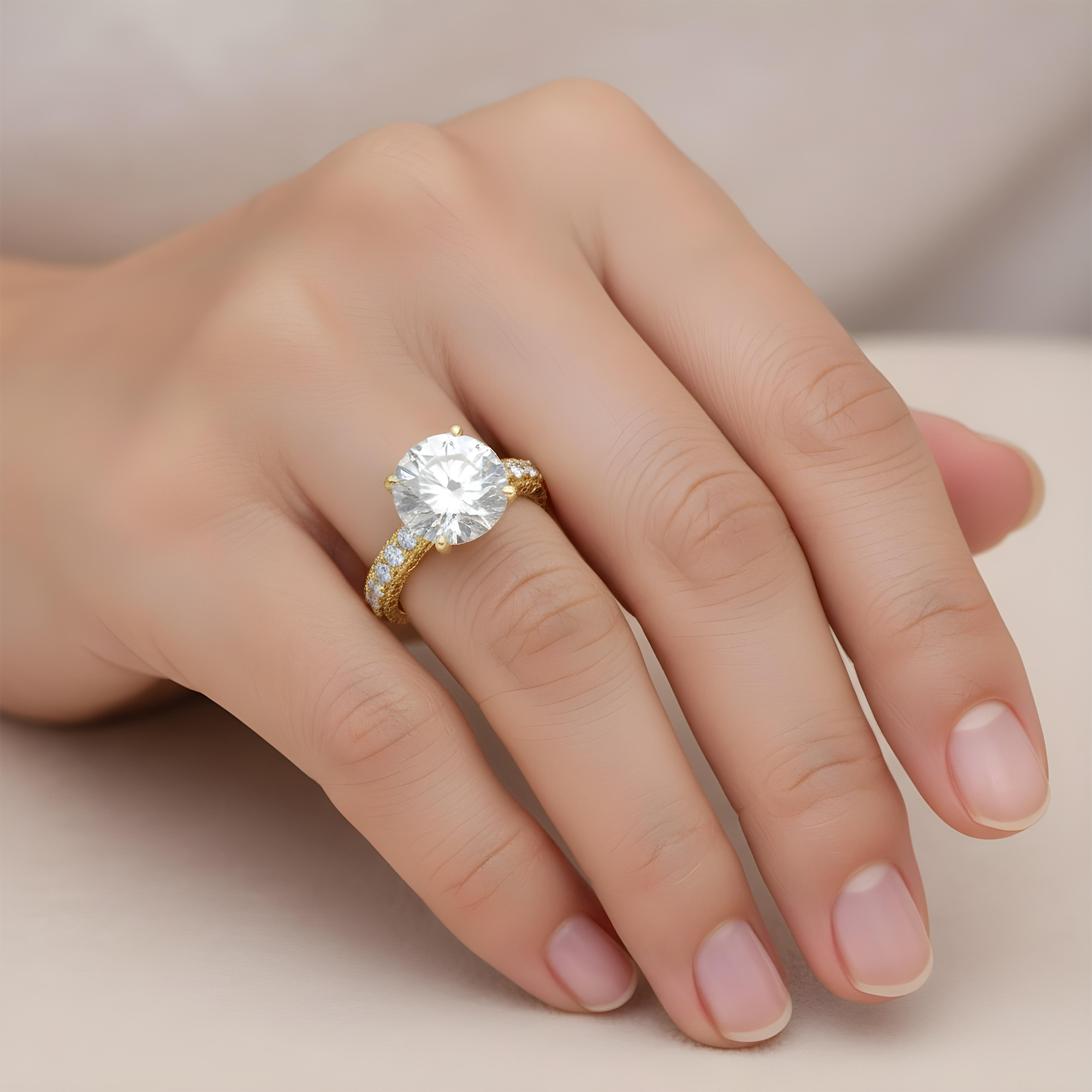 18K White Gold 6.42ct Round Cut Diamond Engagement Ring 8.29ctw