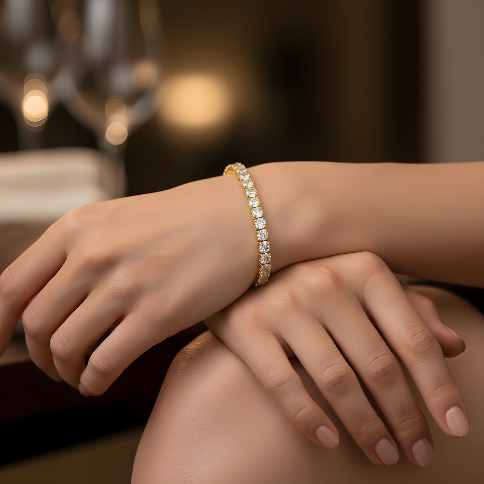 14K White Gold Oval Cut Diamond Tennis Bracelets 8.07ct
