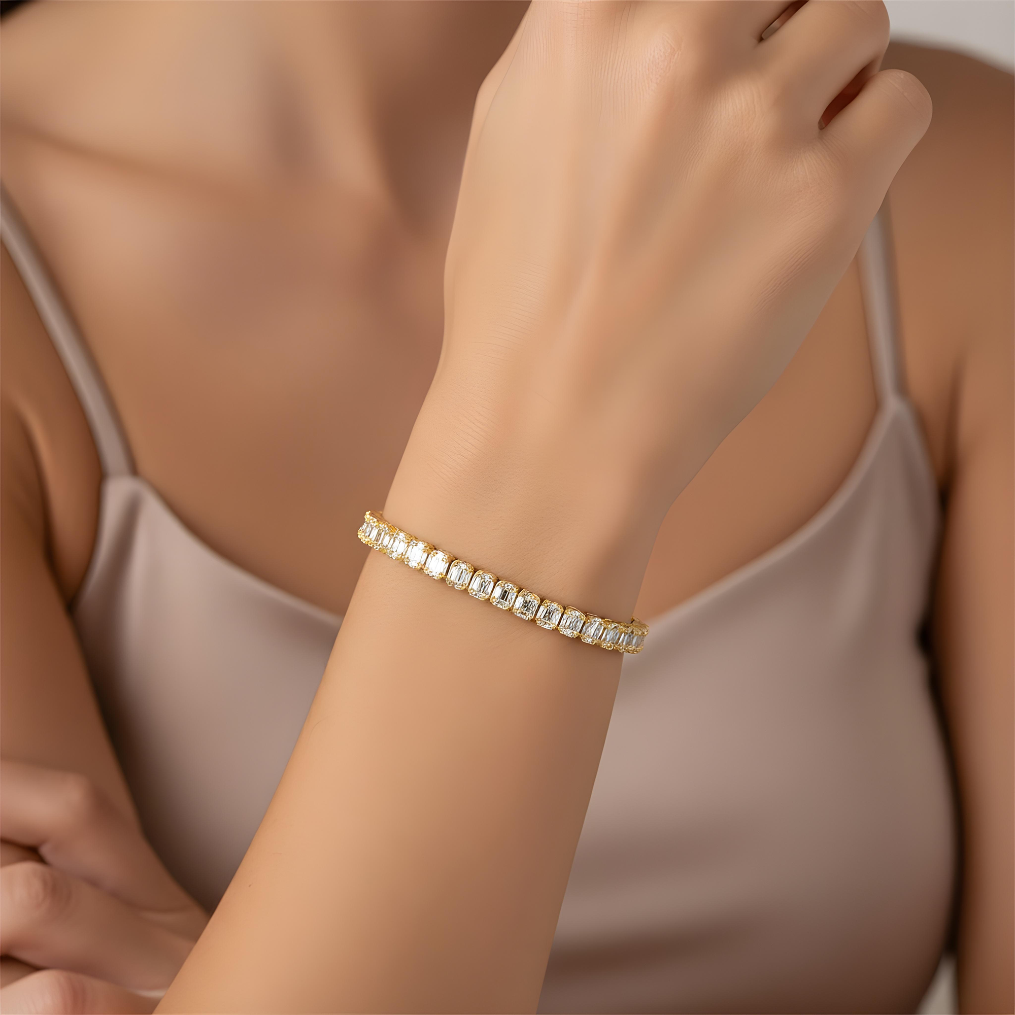 14K White Gold Baguette & Round Diamond Tennis Bracelet 4.36ct