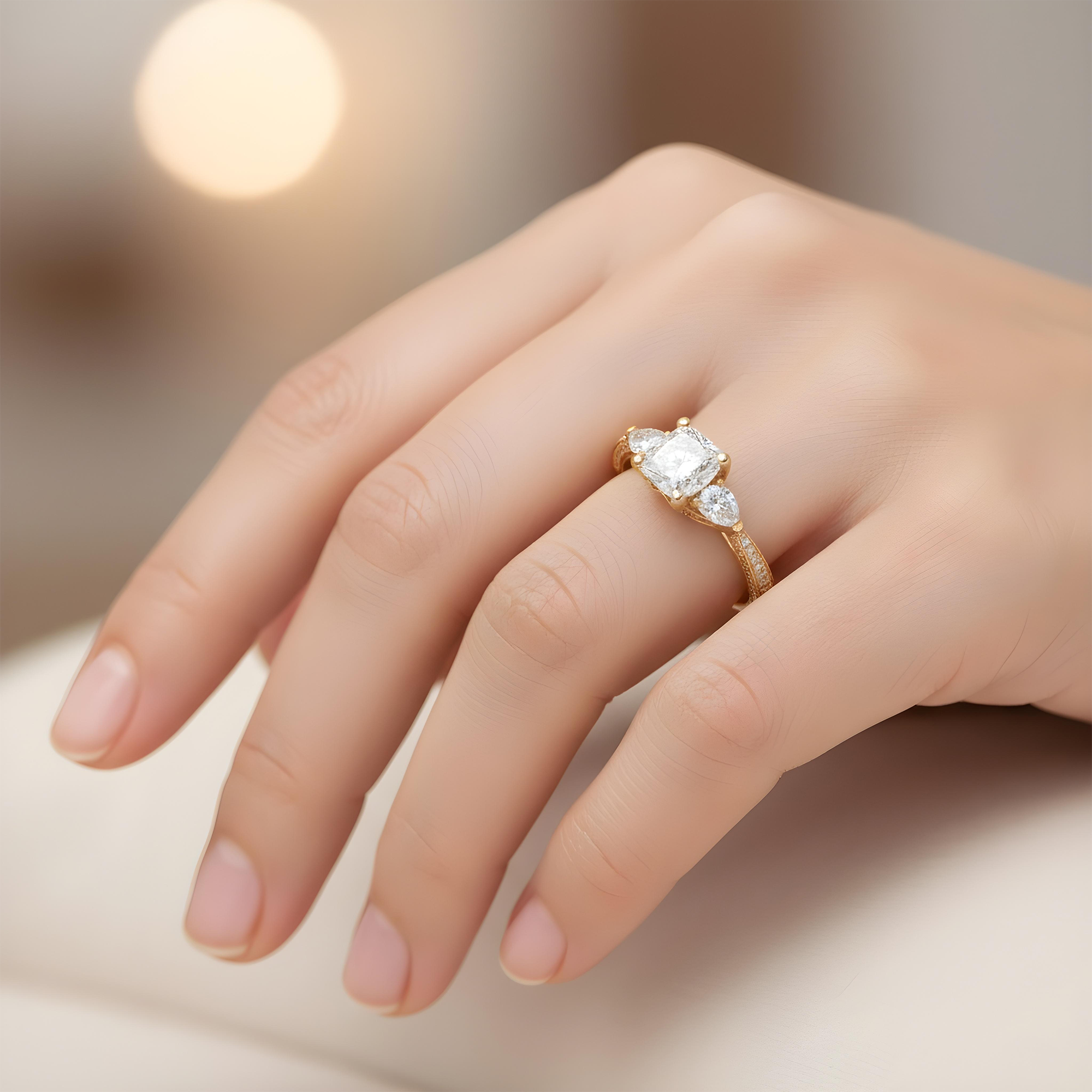 18K White Gold 1.02ct Cushion Diamond Engagement Ring 1.77ctw
