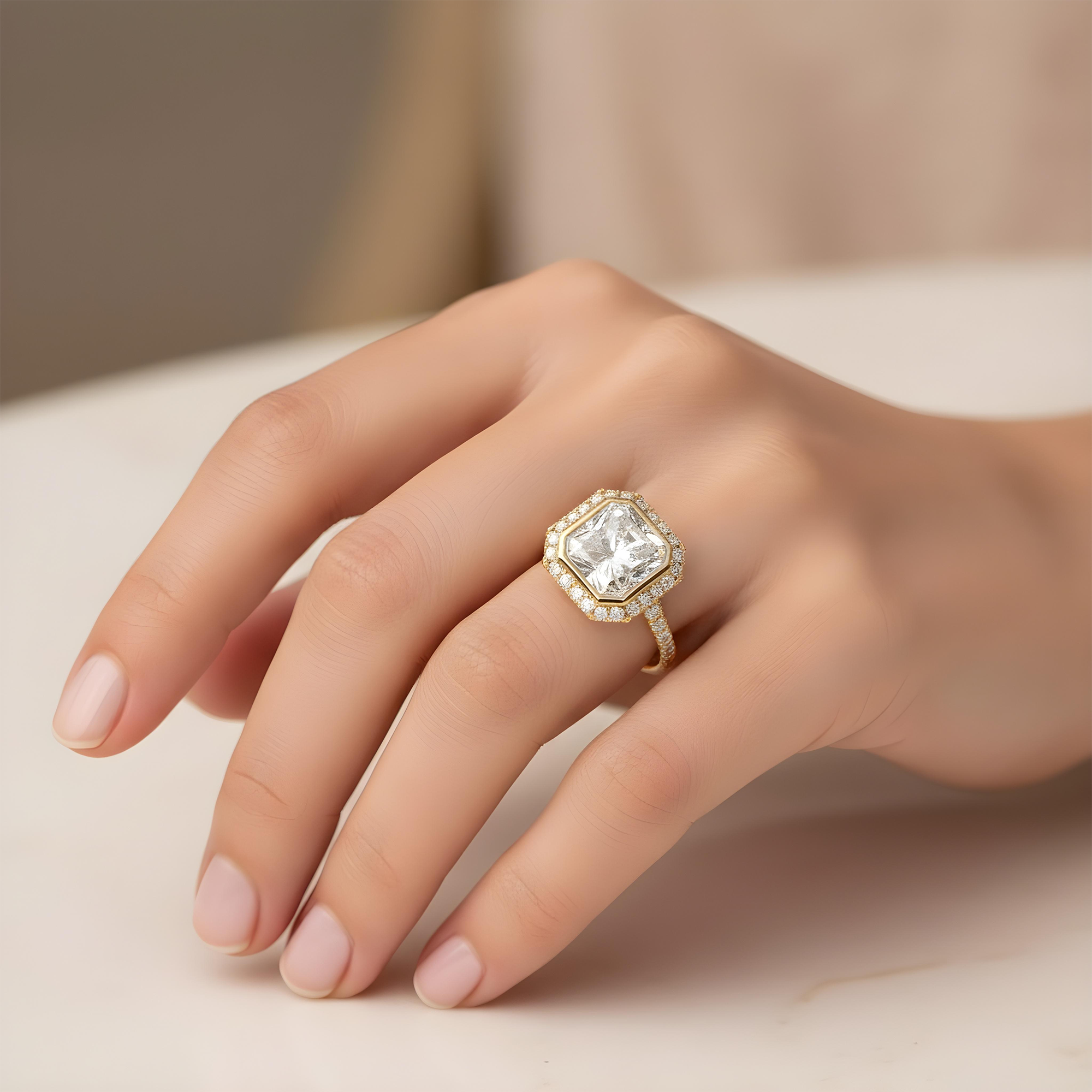 18K White Gold 4.07ct Cushion Diamond Engagement Ring 4.98ctw