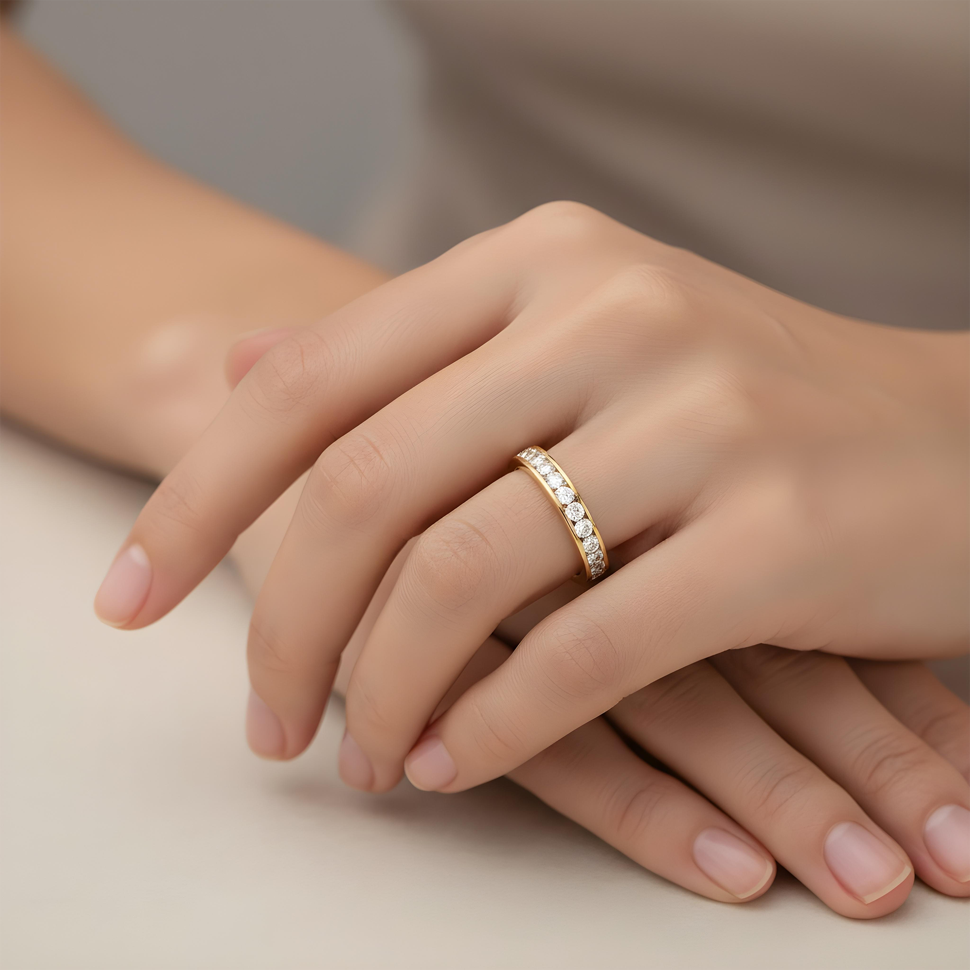 14K Rose Gold Channel Set Round Diamond Eternity Ring 1.55ct (Size 6.5)