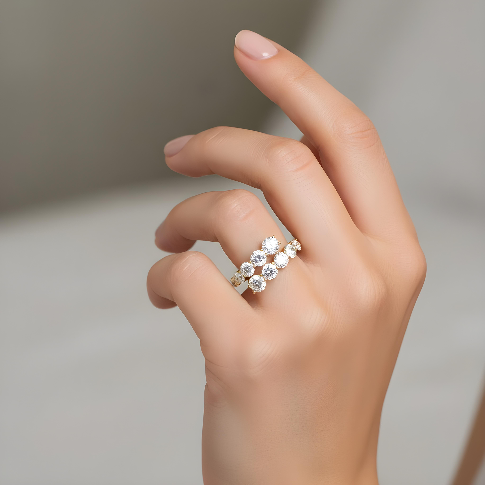 14K White Gold Round Diamond Wrap Ring 3.89ct