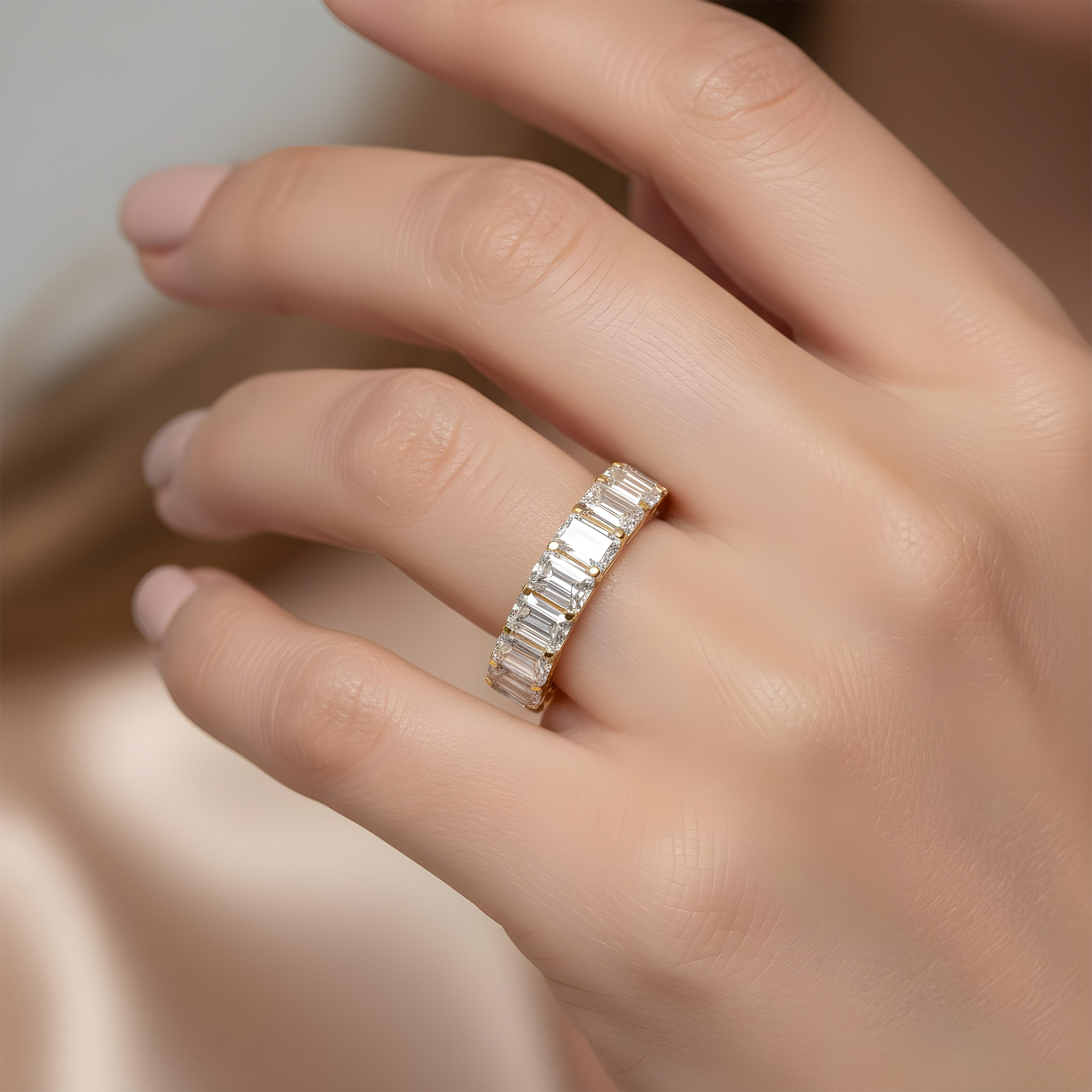 14K White Gold Emerald Cut Diamond Eternity Ring 8.36ct (size 6-8)