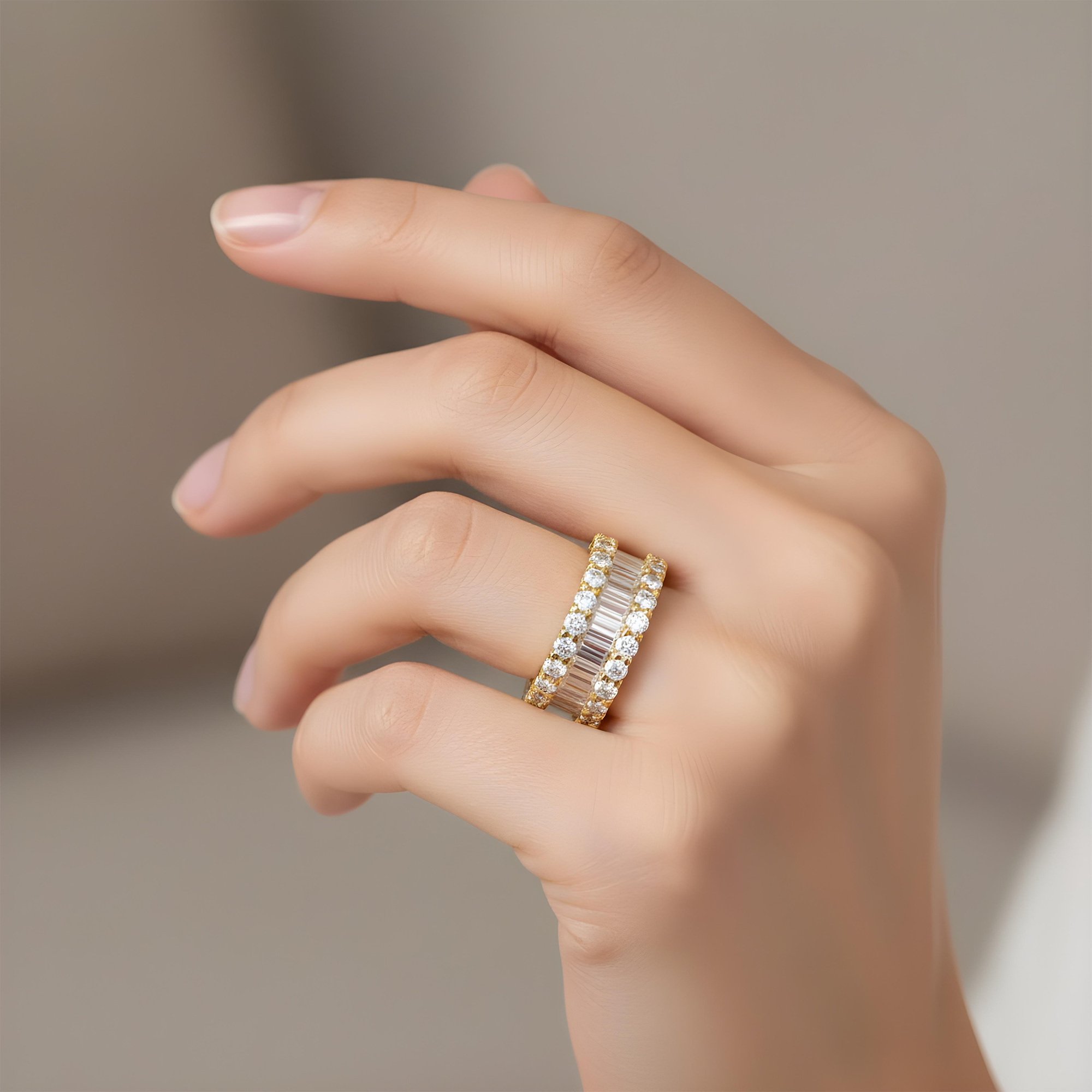14K Rose Gold Round & Baguette Diamond Eternity Ring 6.34ct (size 6-9)