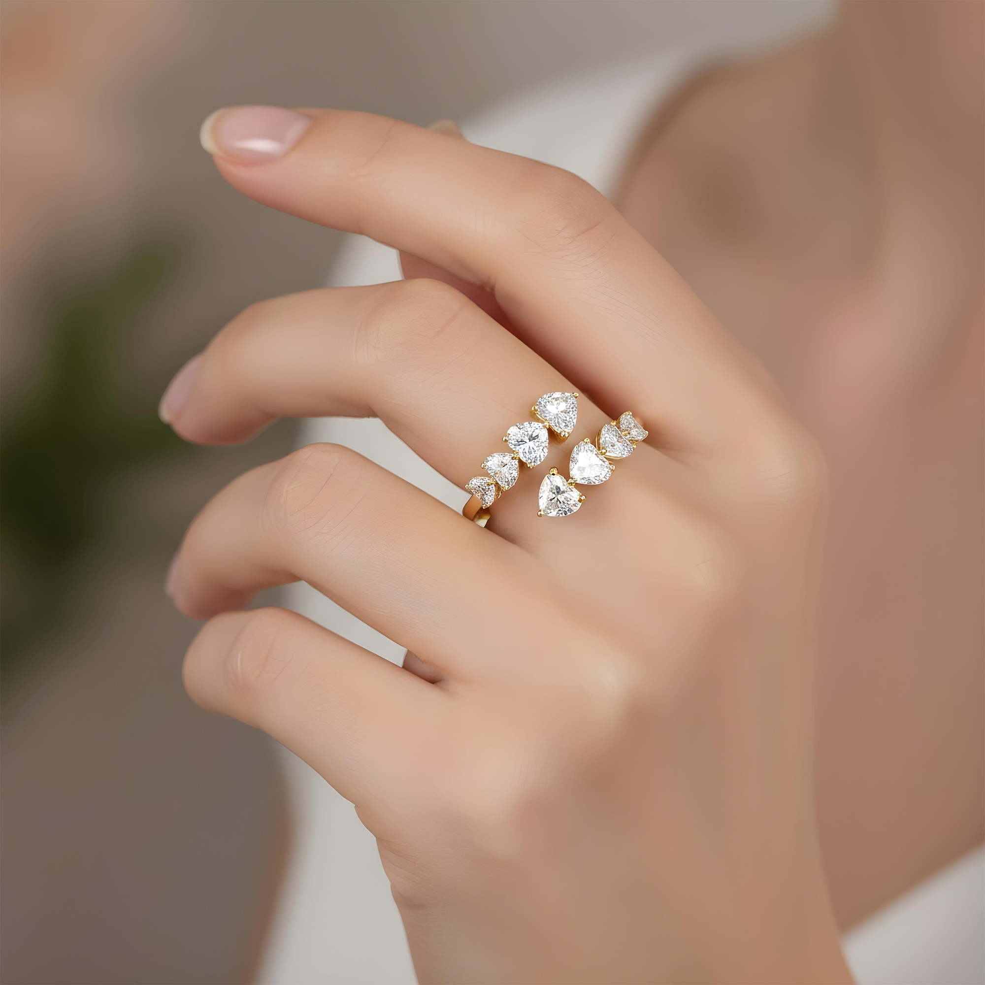 14K White Gold Heart Cut Diamond Wrap Ring 2.51ctw