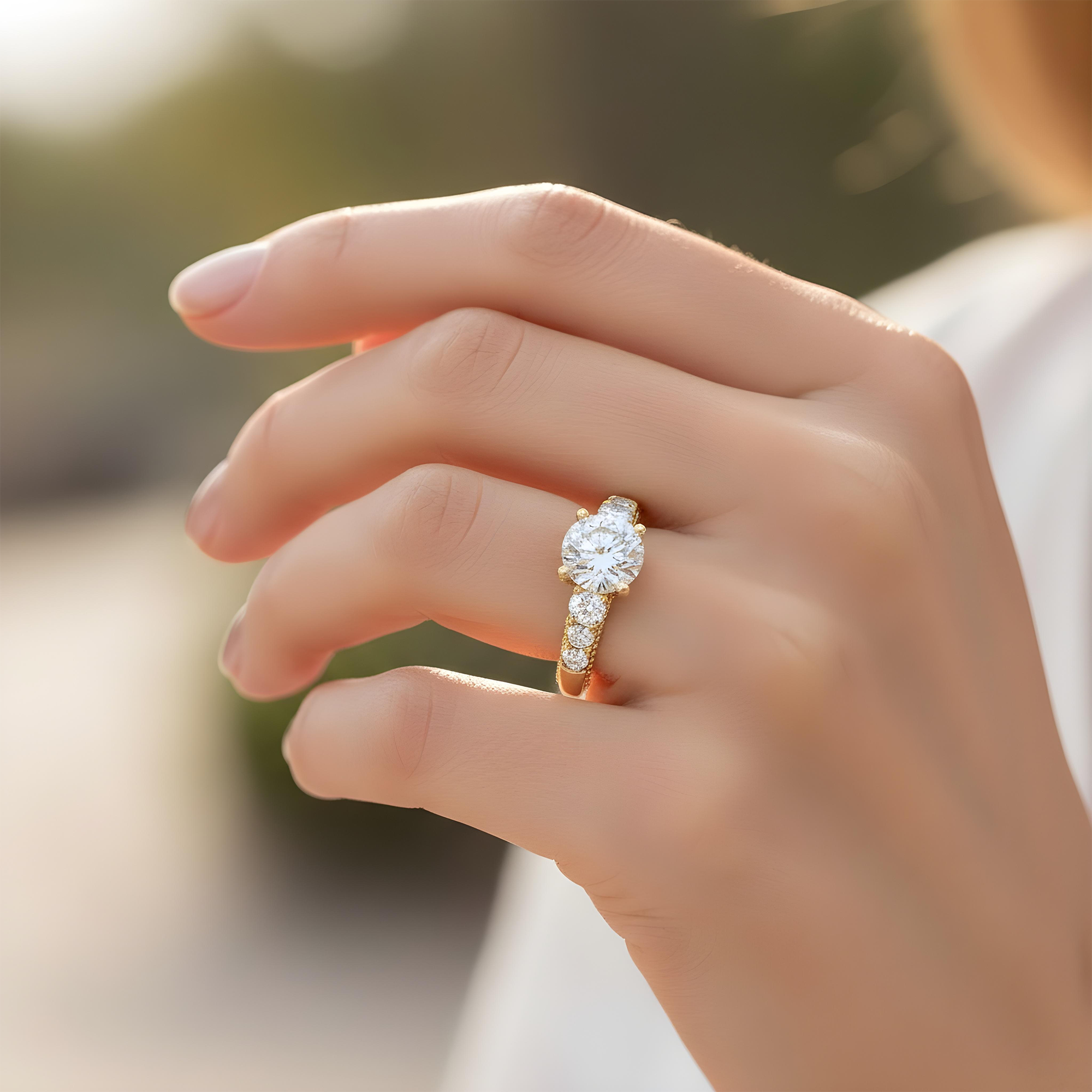 18K White Gold 3.03ct Round Diamond engagement Ring 3.96ctw