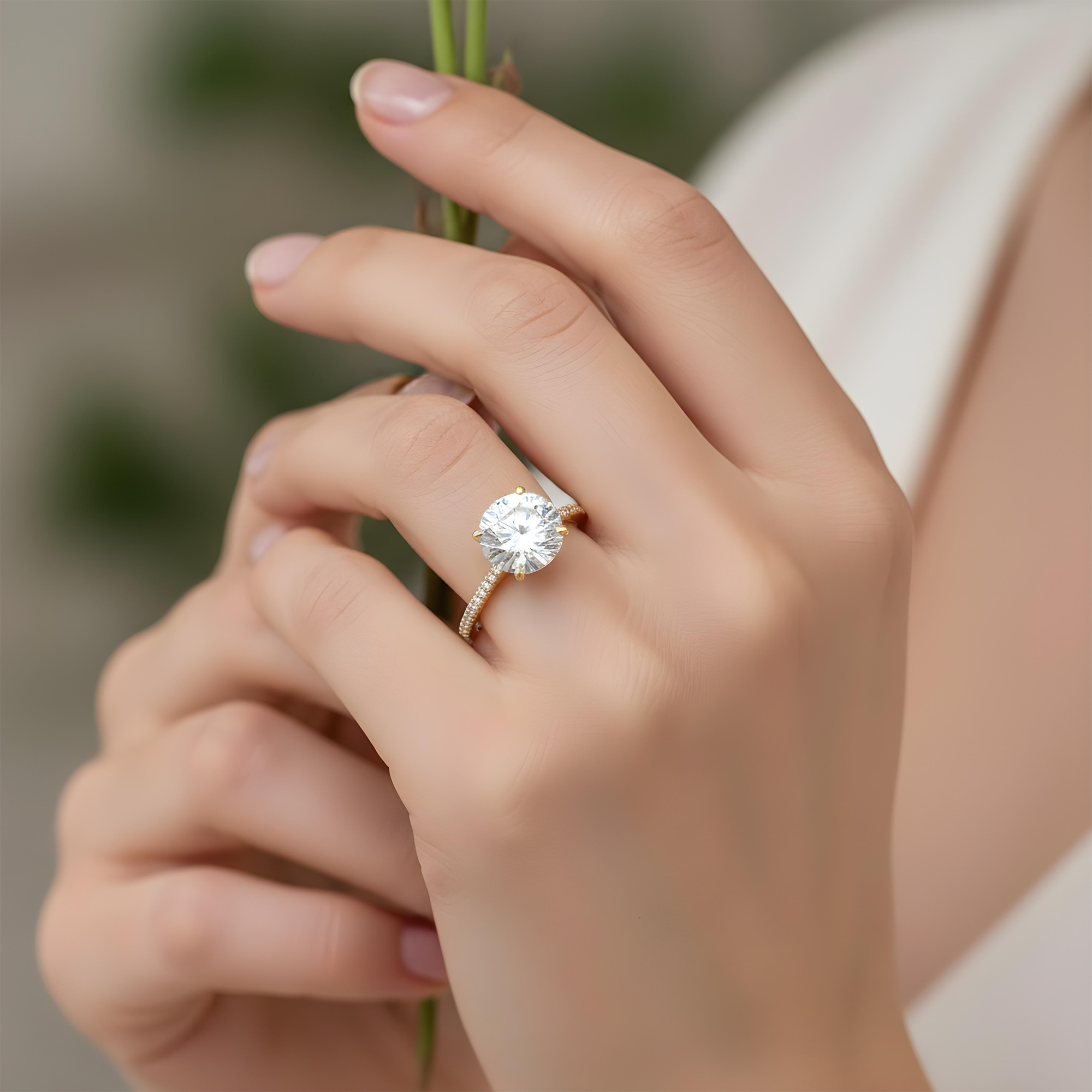 18K White Gold 5.31ct Round Diamond Engagement Ring 5.52ctw